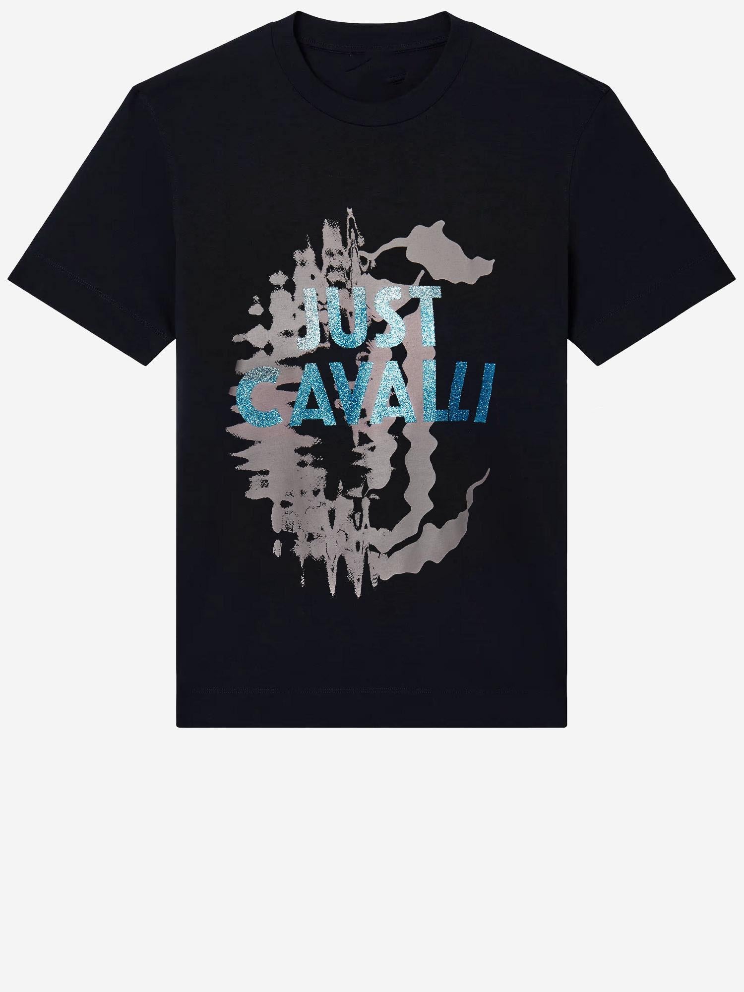 Just Cavalli Logo-Print Cotton T-Shirt — Black, view 3