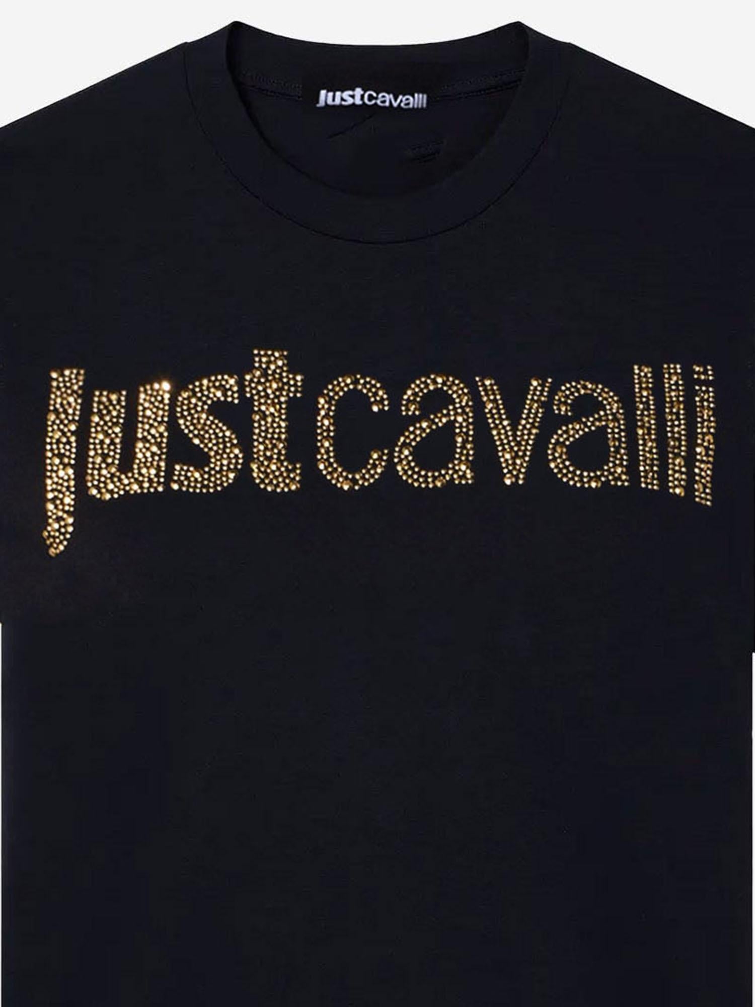 Just Cavalli Logo-Embellished Cotton T-Shirt — Black by Just Cavalli