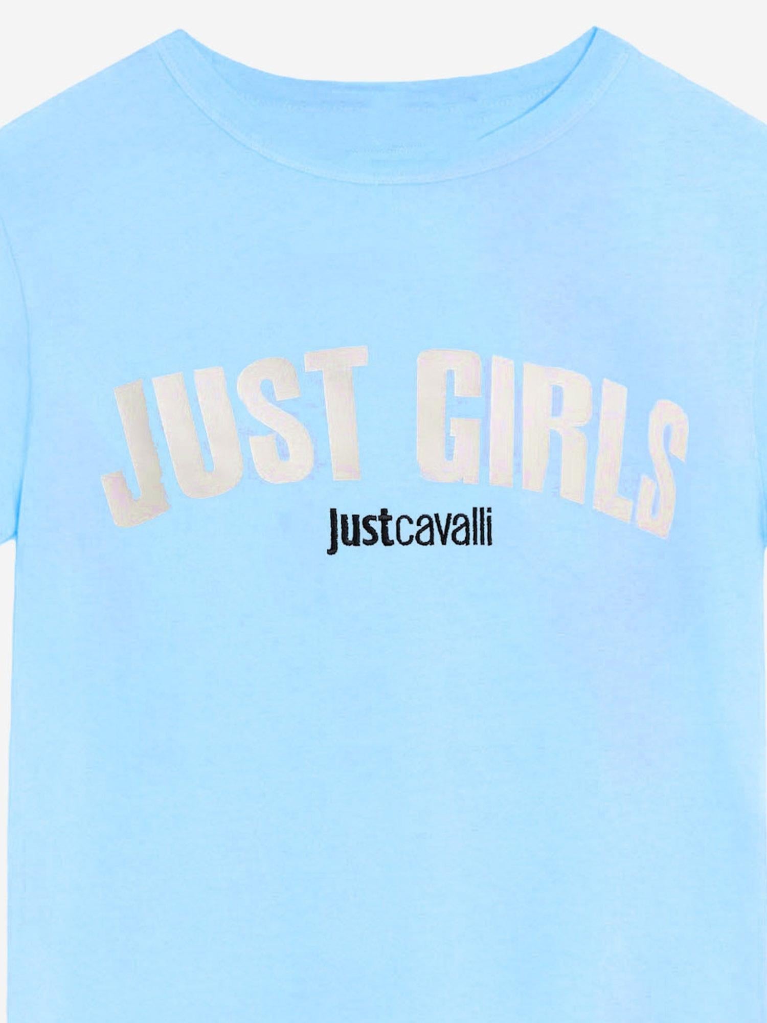 Just Cavalli Logo-Graphic Cotton T-Shirt — Blue, view 2
