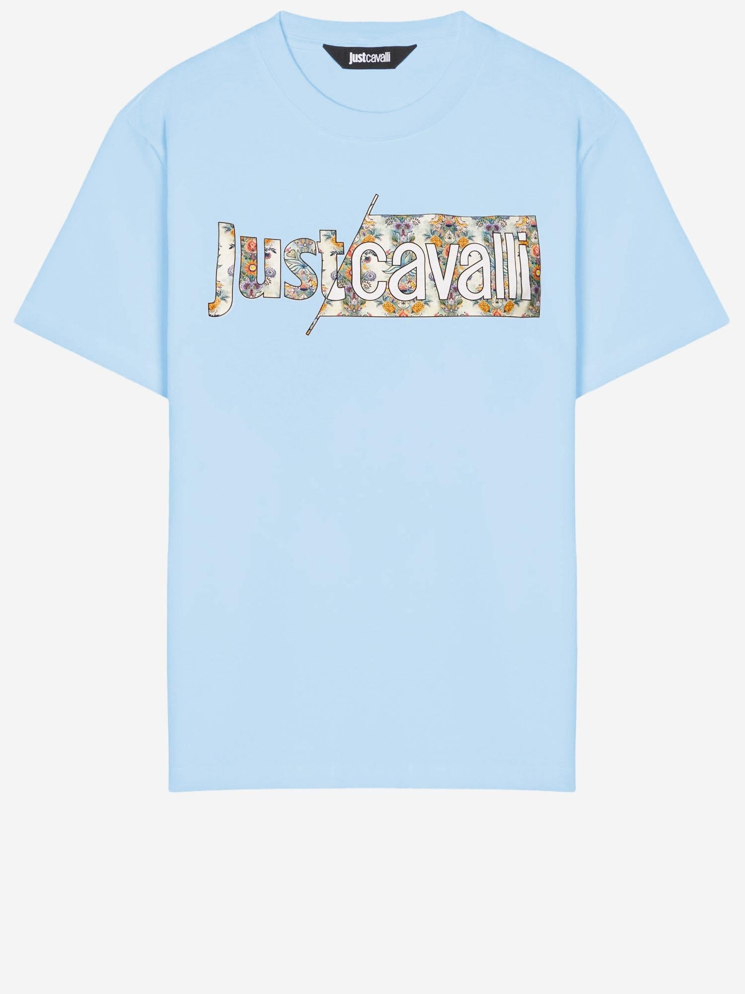 Just Cavalli Cotton T-Shirt — Blue, view 2
