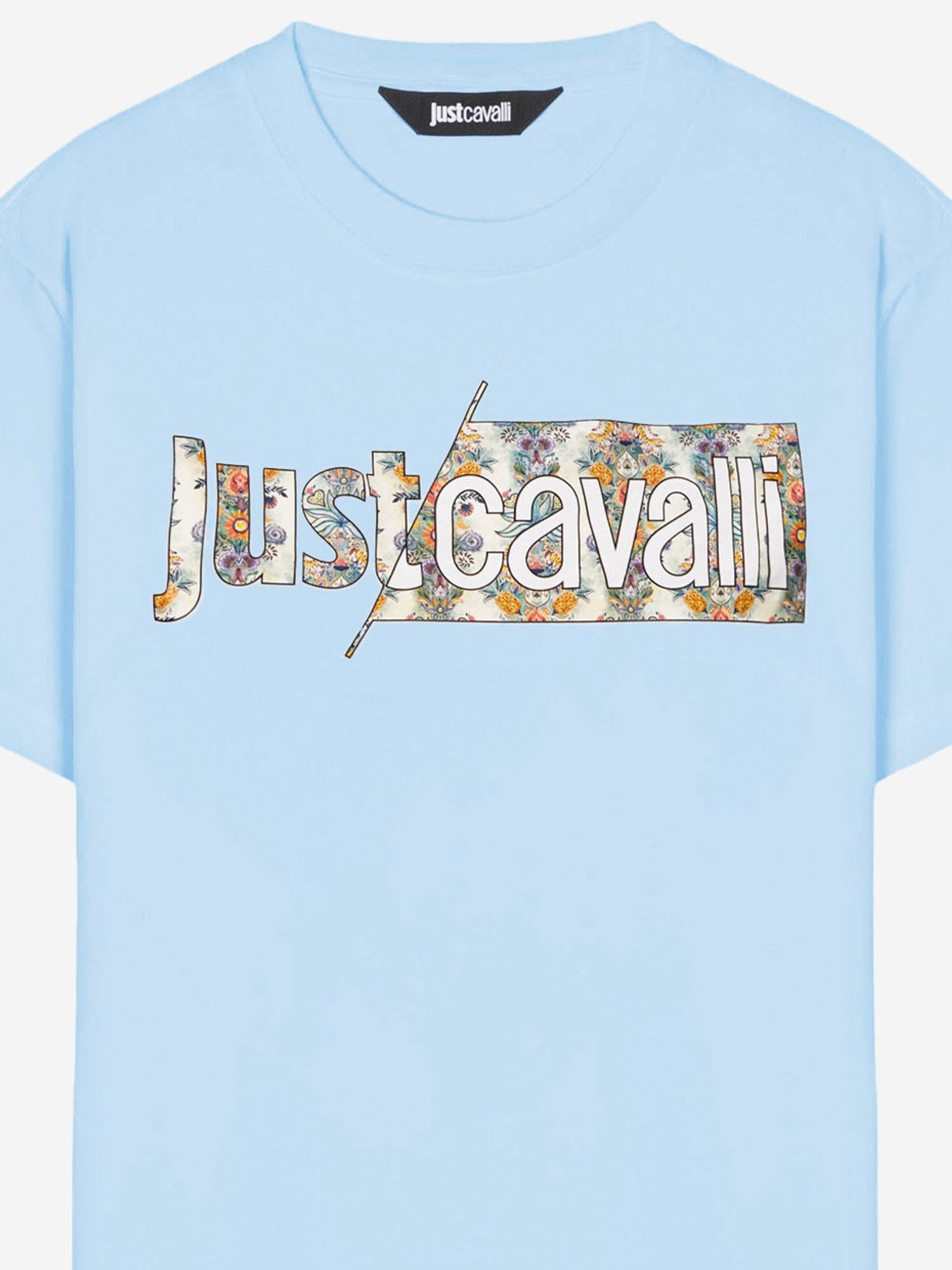 Just Cavalli Cotton T-Shirt — Blue, view 3