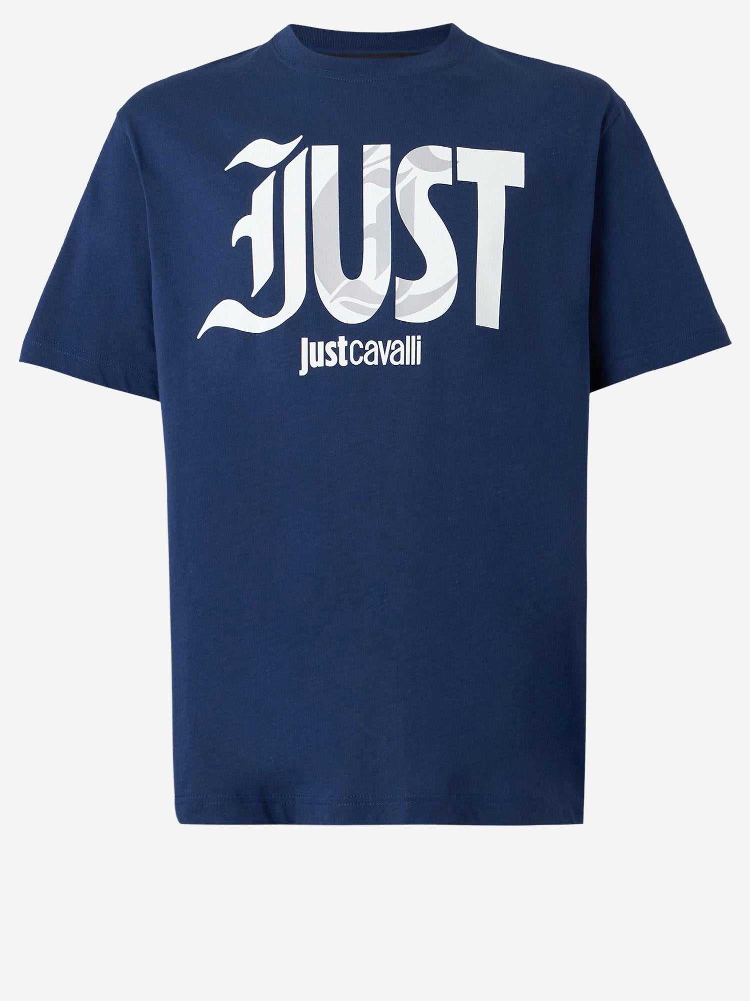 Just Cavalli Logo-Printed Cotton T-Shirt — Navy by Just Cavalli