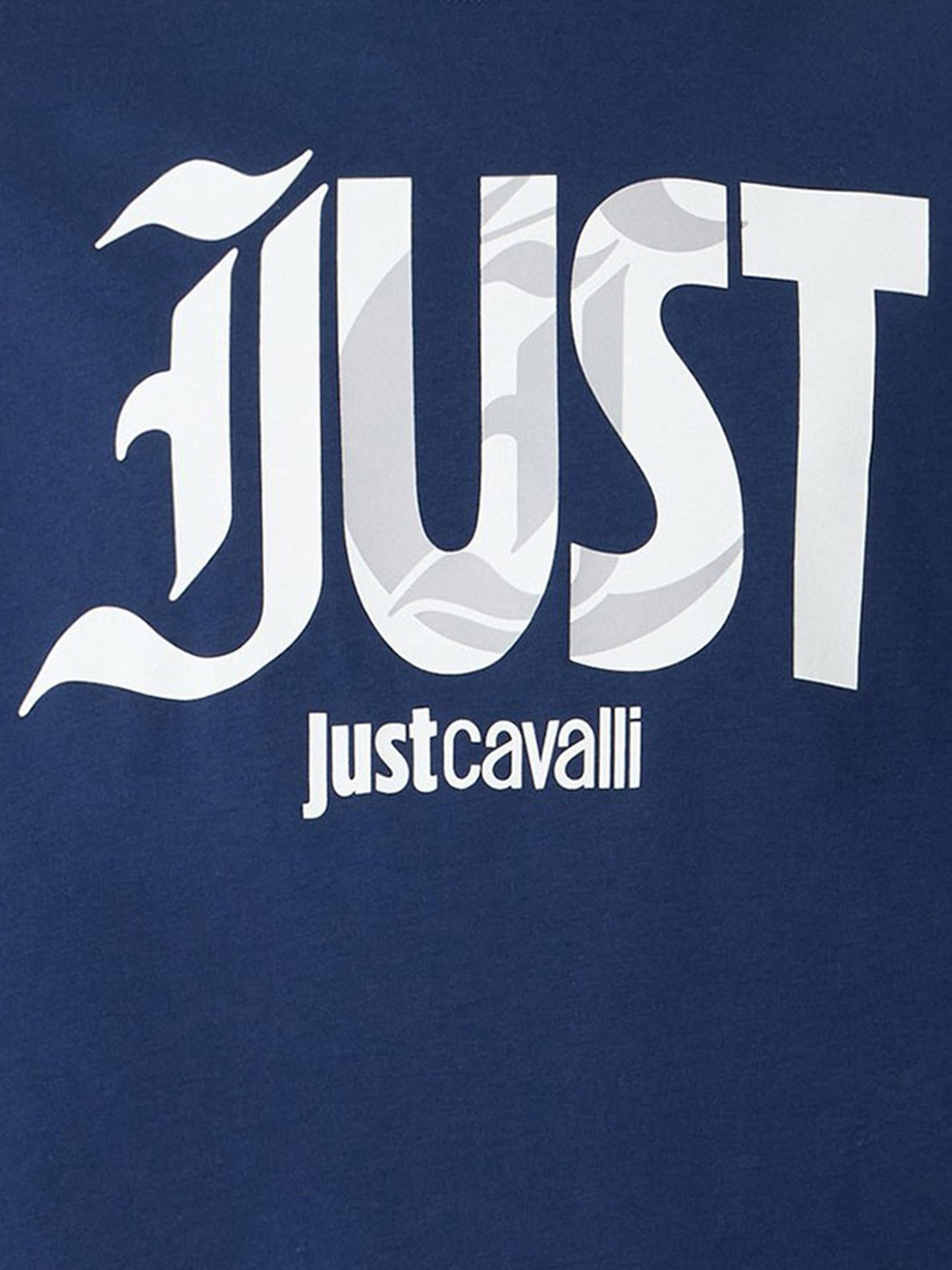 Just Cavalli Logo-Printed Cotton T-Shirt — Navy, view 2