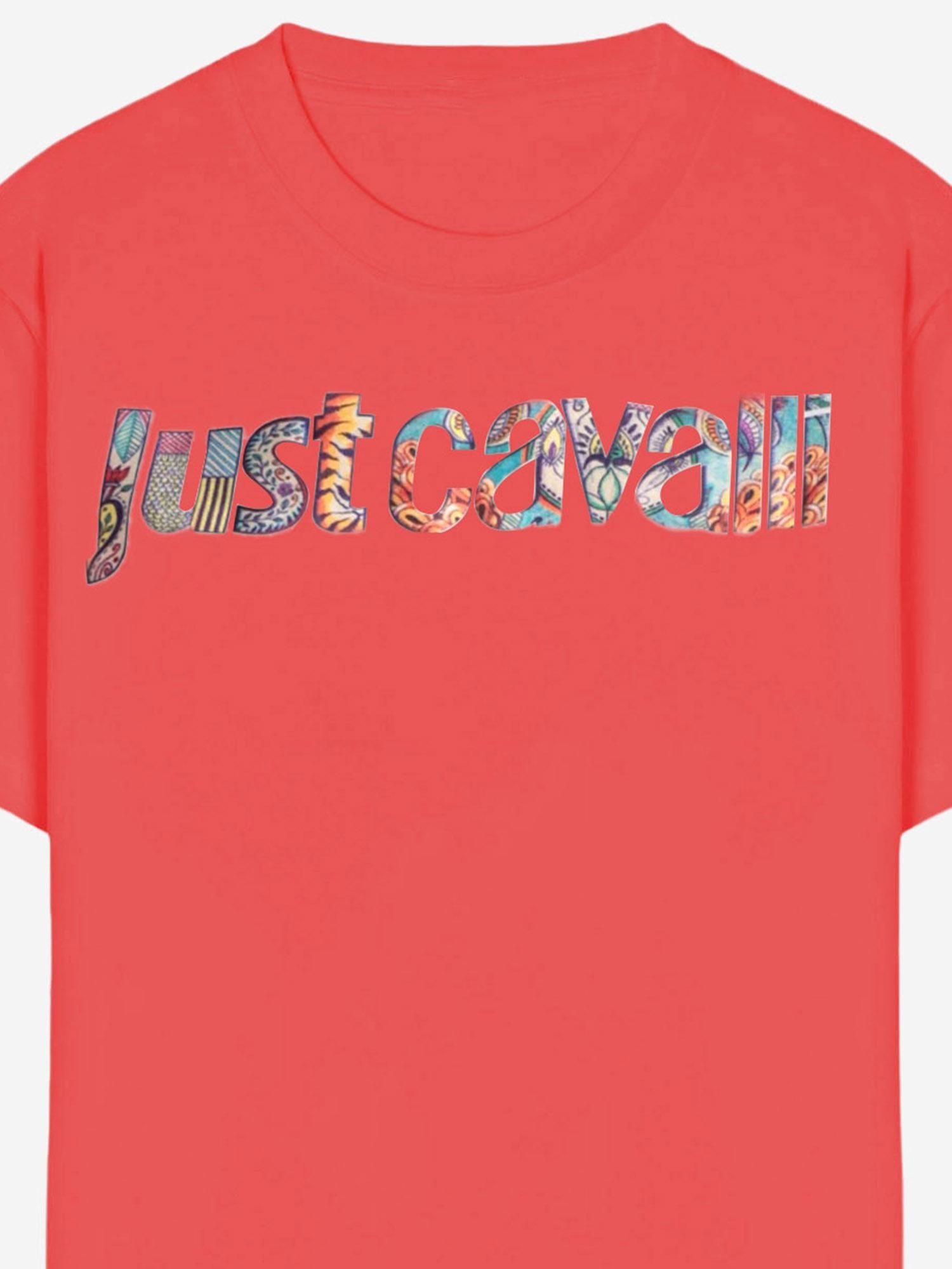 Just Cavalli Cotton T-Shirt — Orange, view 3