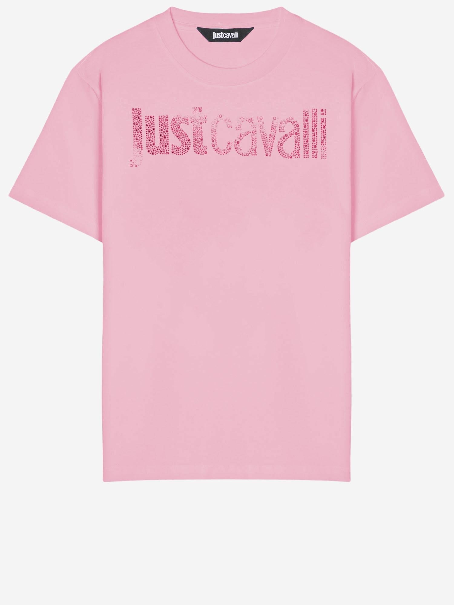 Just Cavalli Logo-Embellished Cotton T-Shirt — Pink by Just Cavalli