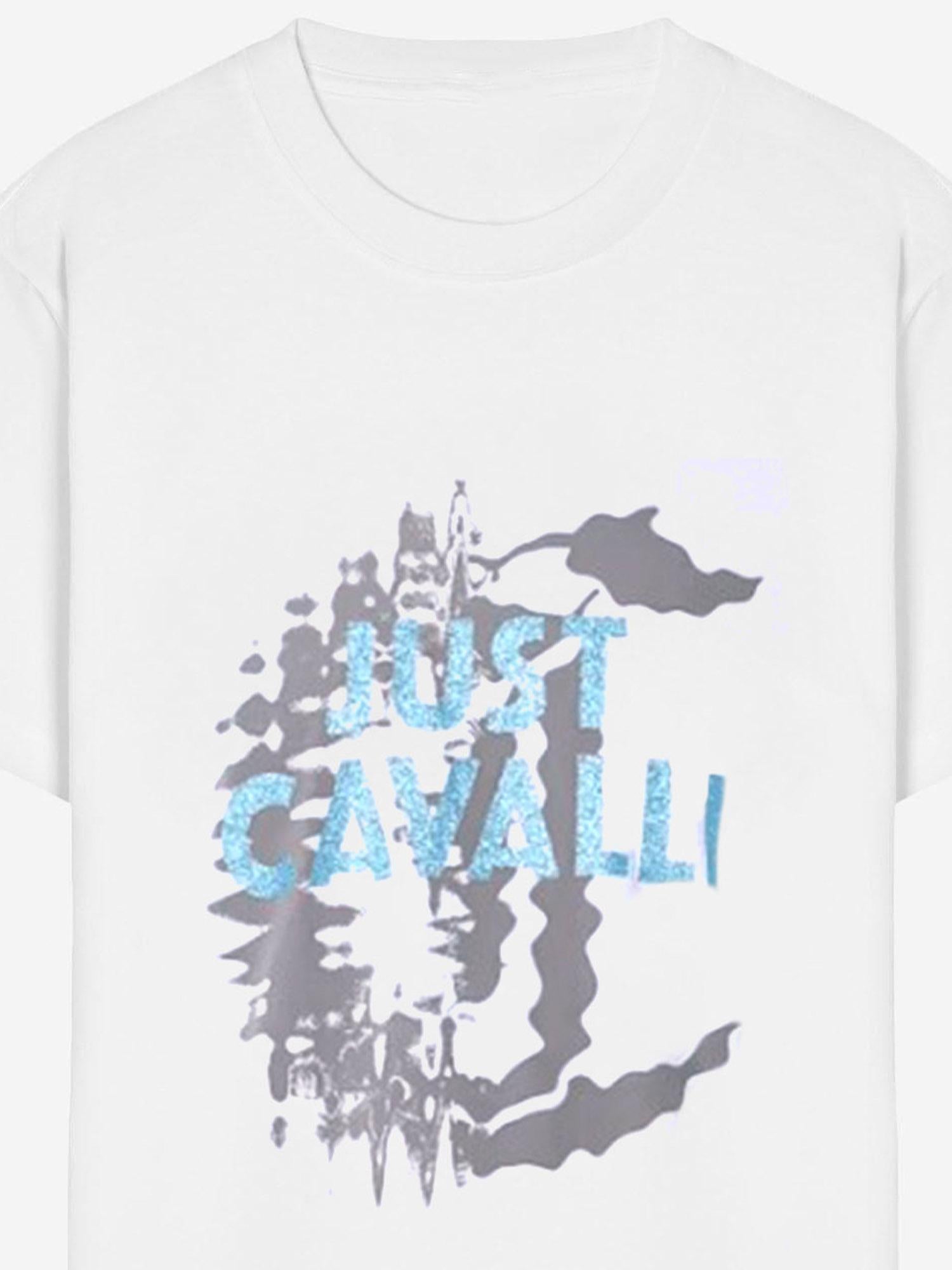 Just Cavalli Logo-Print Cotton T-Shirt — White, view 2