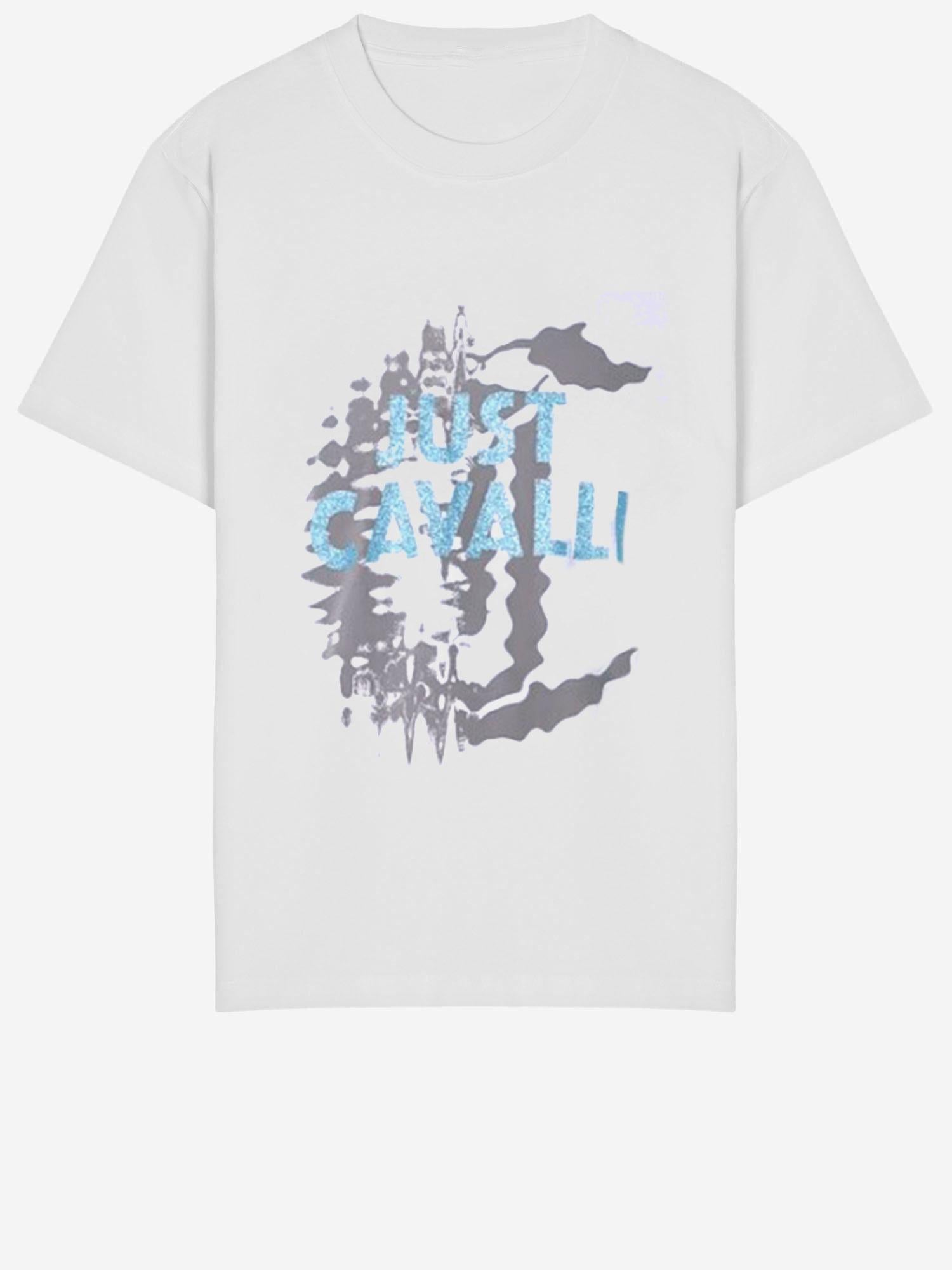 Just Cavalli Logo-Print Cotton T-Shirt — White, view 3