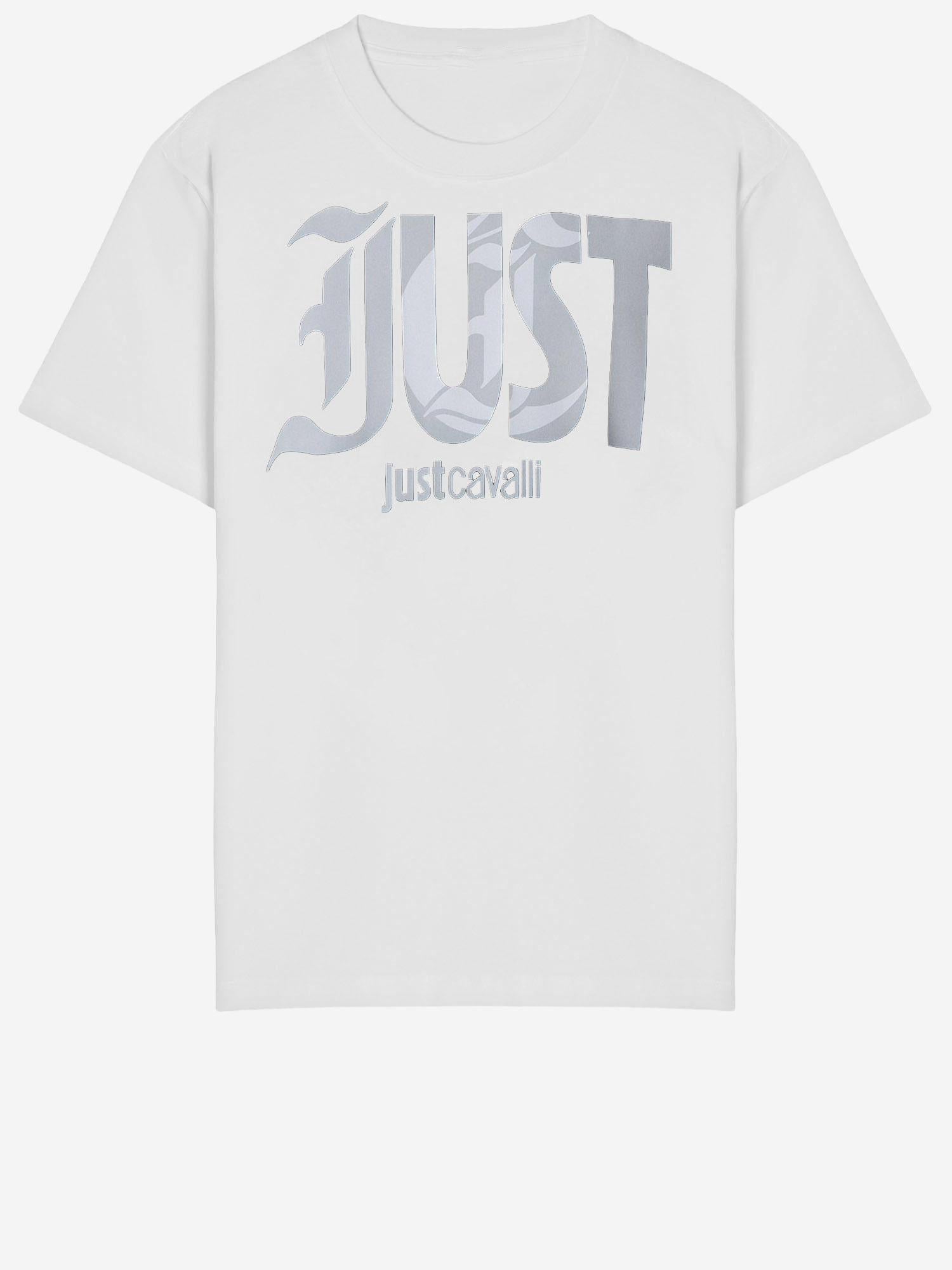 Just Cavalli Logo-Print Cotton T-Shirt — White by Just Cavalli
