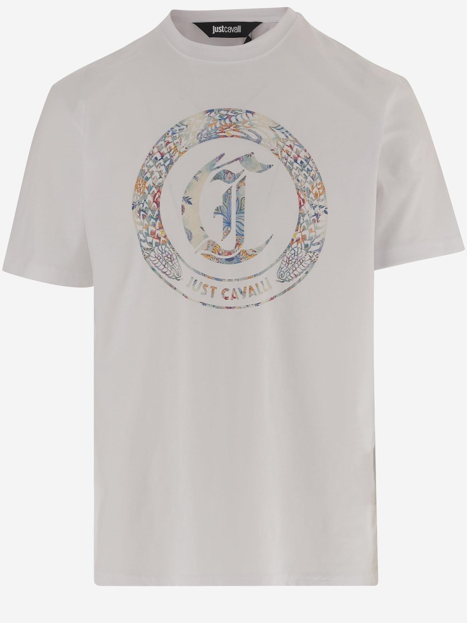 Just Cavalli Logo-Print Cotton T-Shirt — White by Just Cavalli