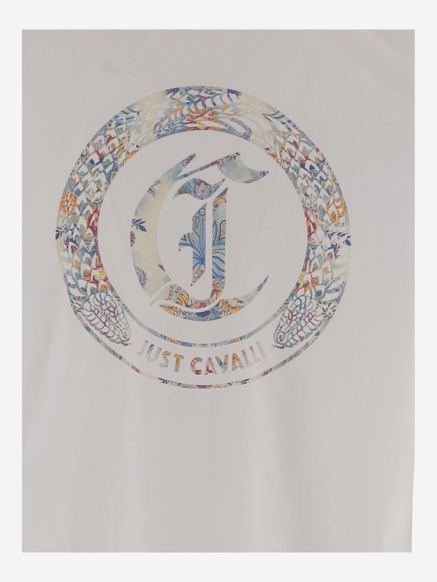 Just Cavalli Logo-Print Cotton T-Shirt — White, view 3