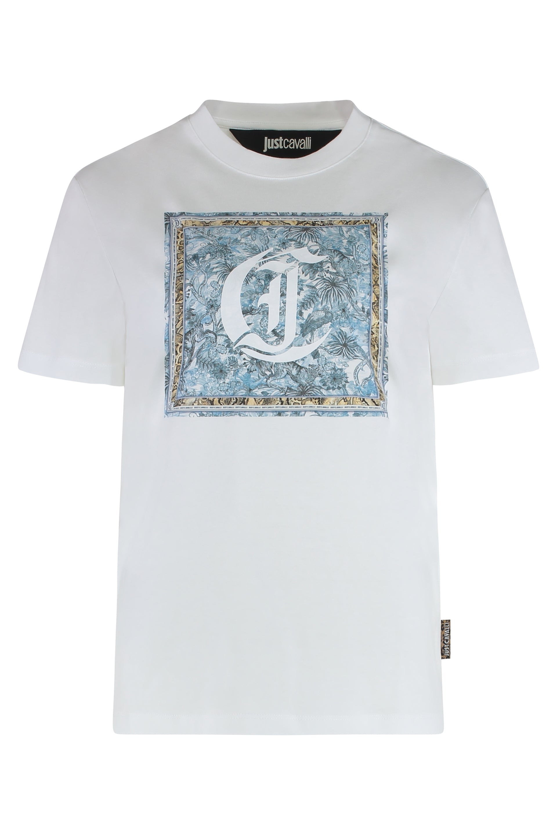 Just Cavalli Logo-Printed Cotton T-Shirt — White by Just Cavalli