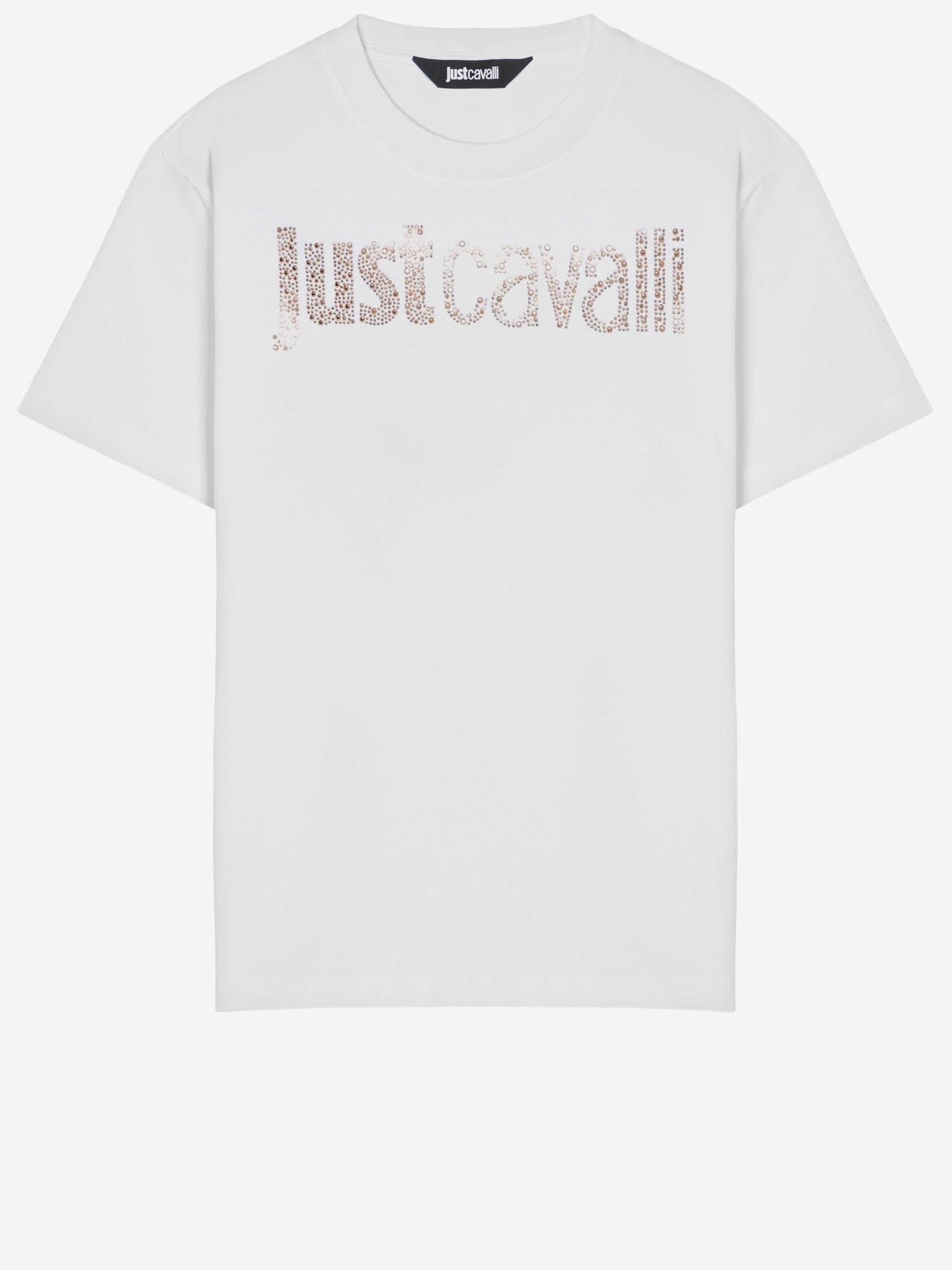 Just Cavalli Logo-Embellished Cotton T-Shirt — White by Just Cavalli