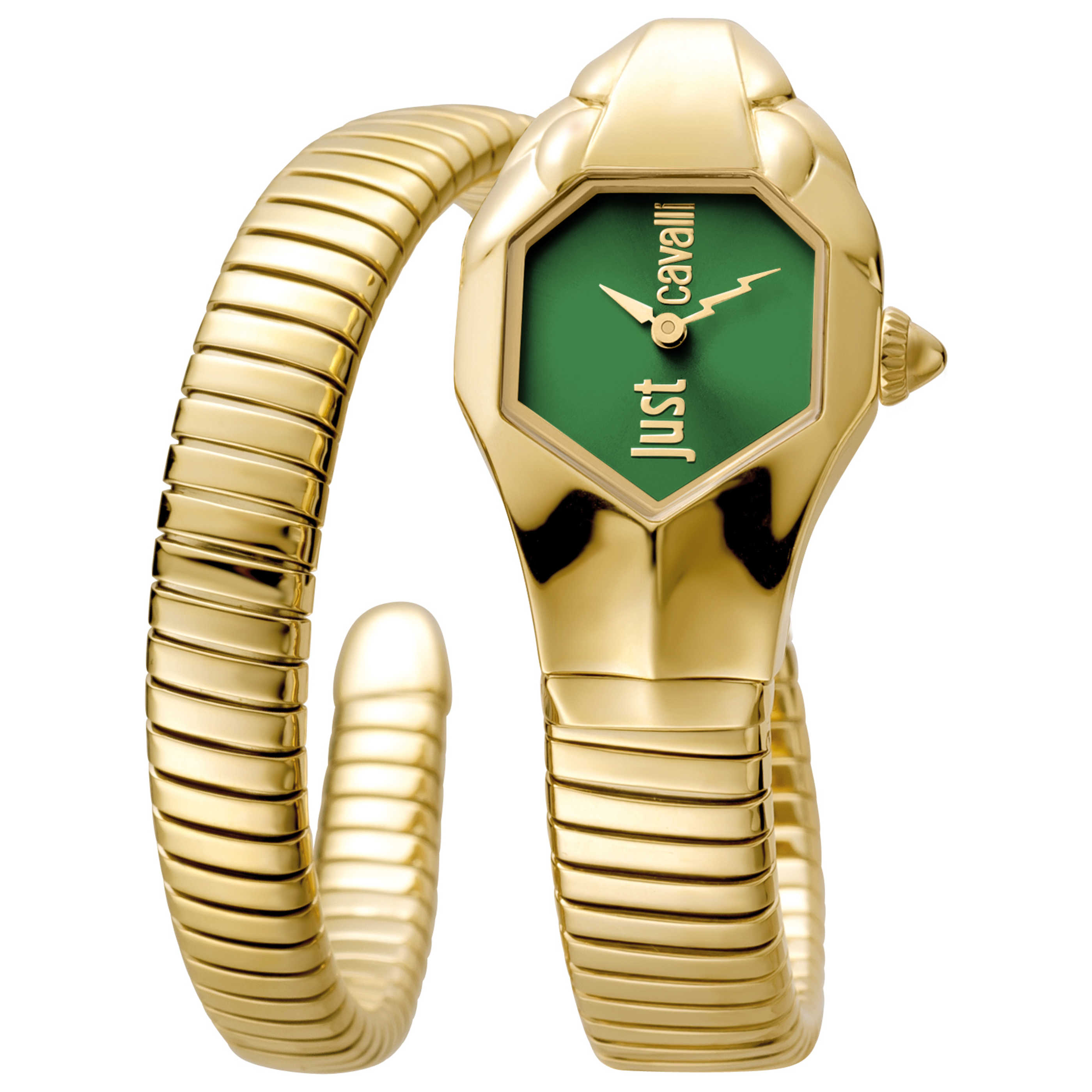 Just Cavalli Snake Green Dial Quartz Watch — Gold by Just Cavalli