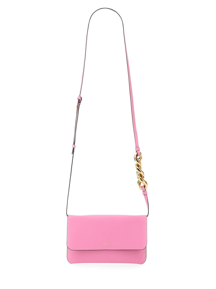 JW Anderson Minimalist Leather Shoulder Bag — Pink, view 3