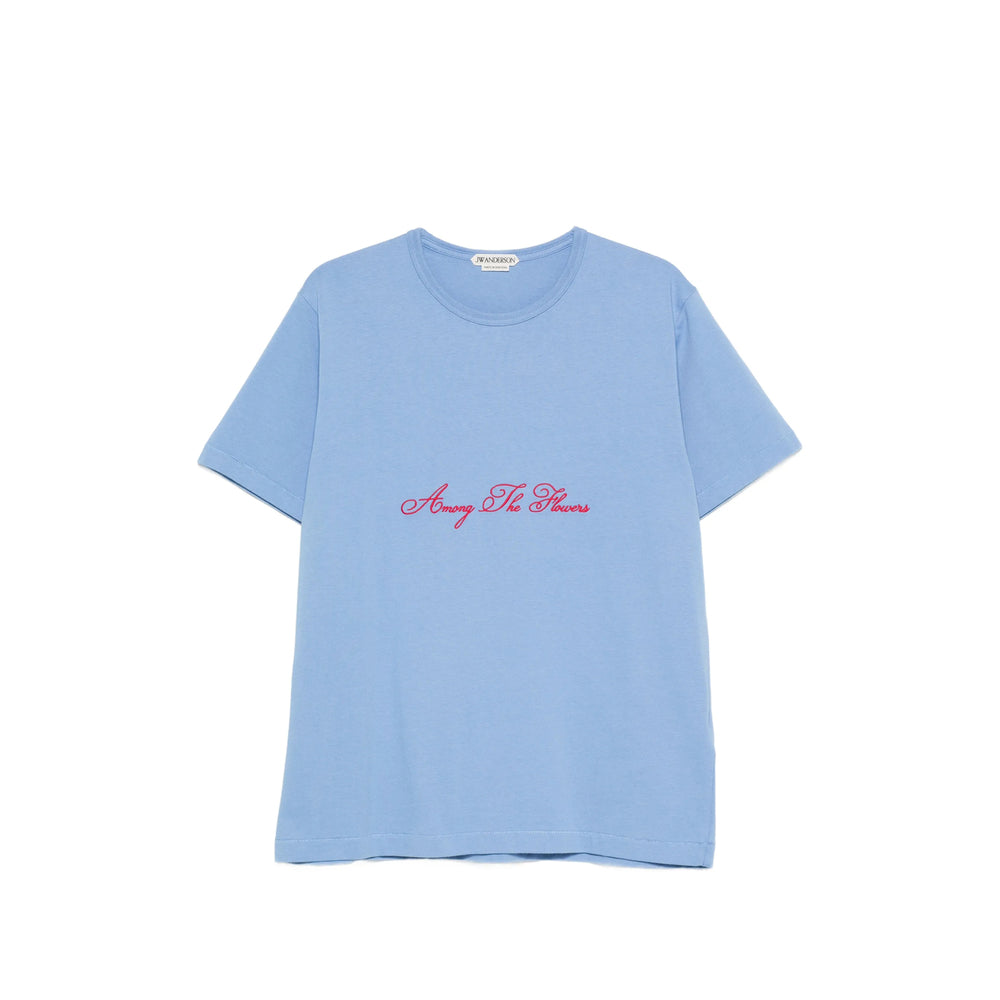 JW Anderson Embroidered Cotton T-Shirt — Blue by JW Anderson