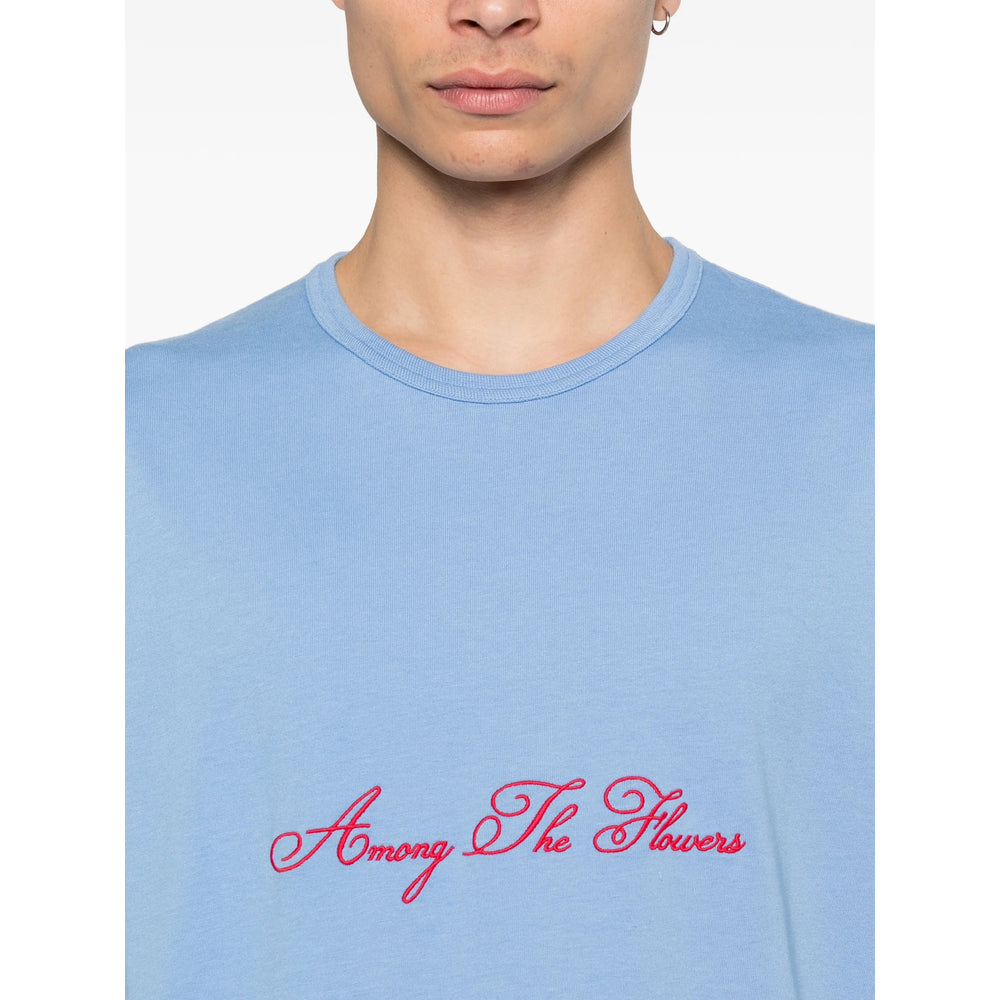 JW Anderson Embroidered Cotton T-Shirt — Blue, view 4