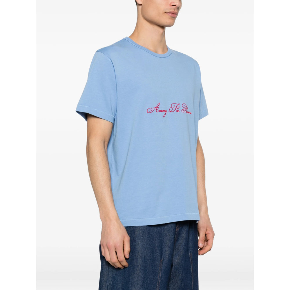 JW Anderson Embroidered Cotton T-Shirt — Blue, view 5