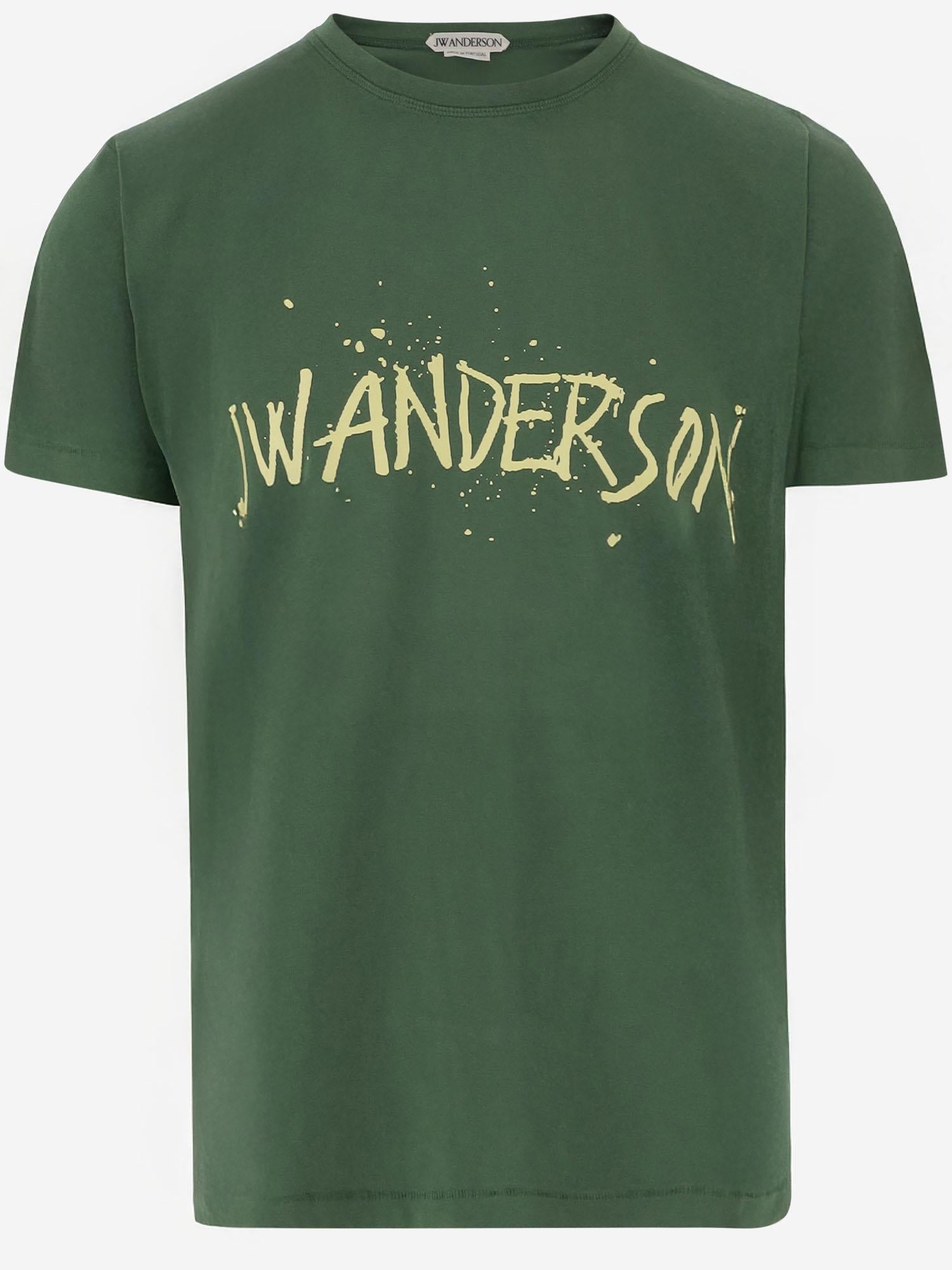 JW Anderson Logo-Print Cotton T-Shirt — Green by JW Anderson