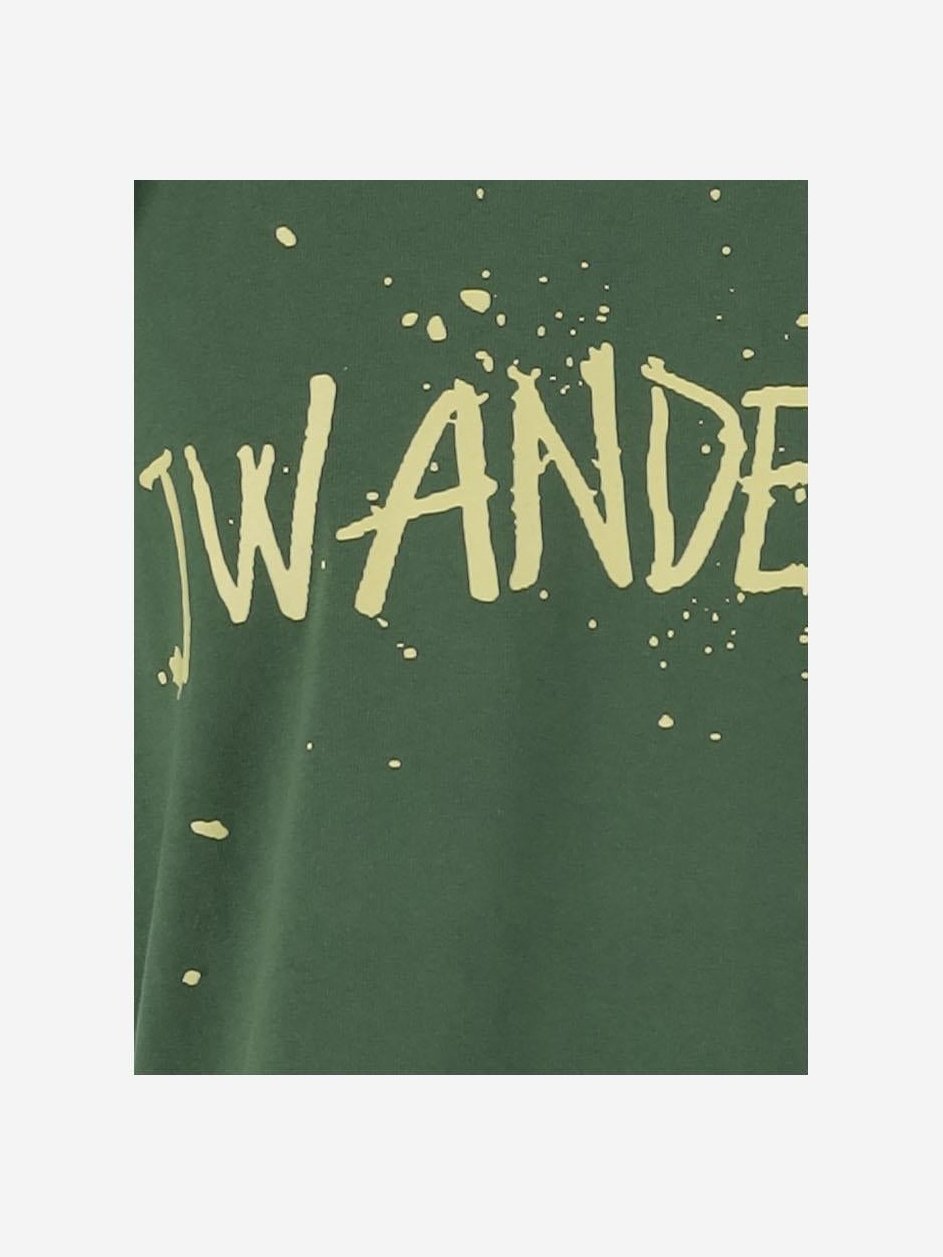 JW Anderson Logo-Print Cotton T-Shirt — Green, view 2