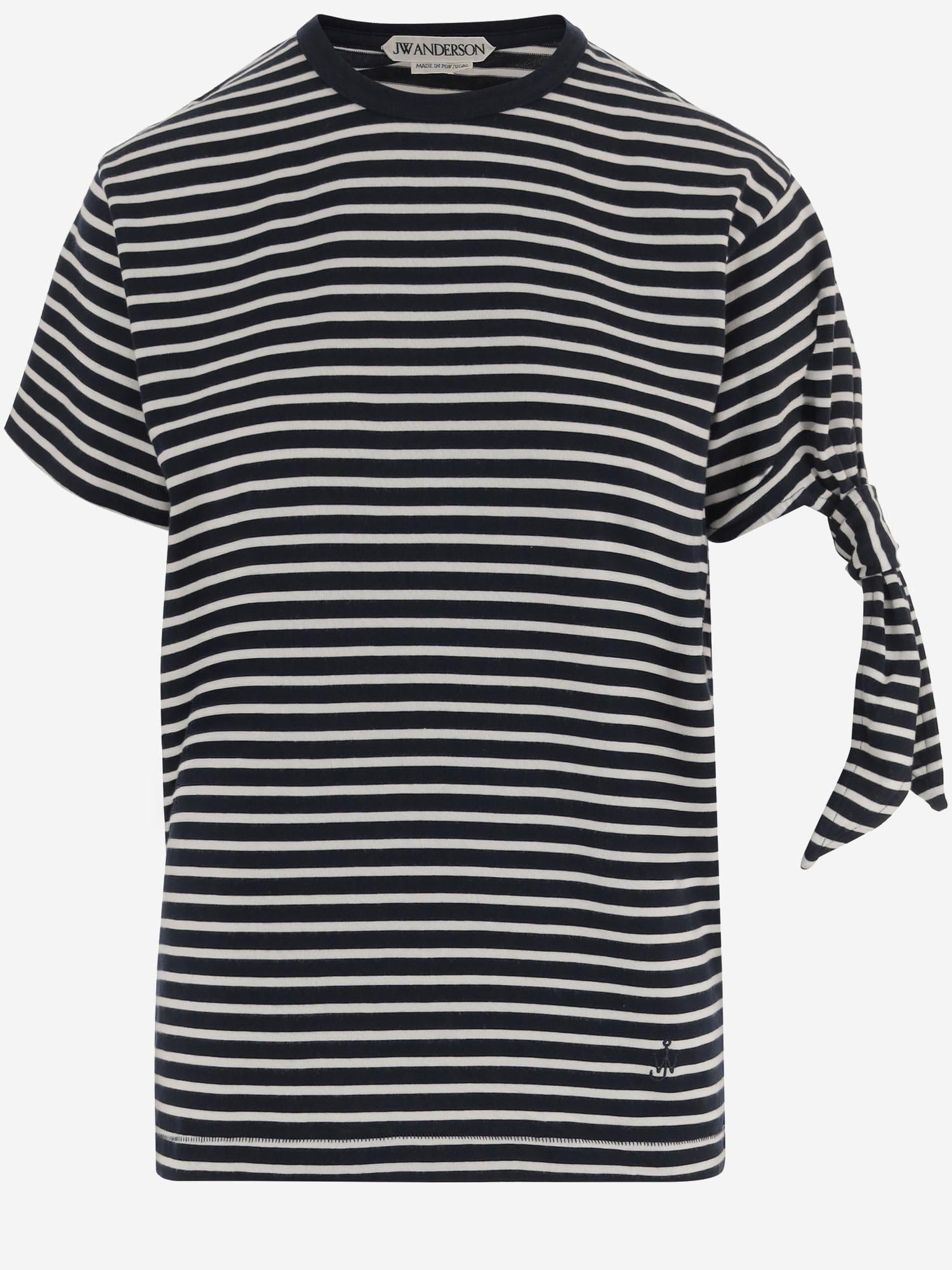 JW Anderson Striped Cotton T-Shirt — Navy, view 2