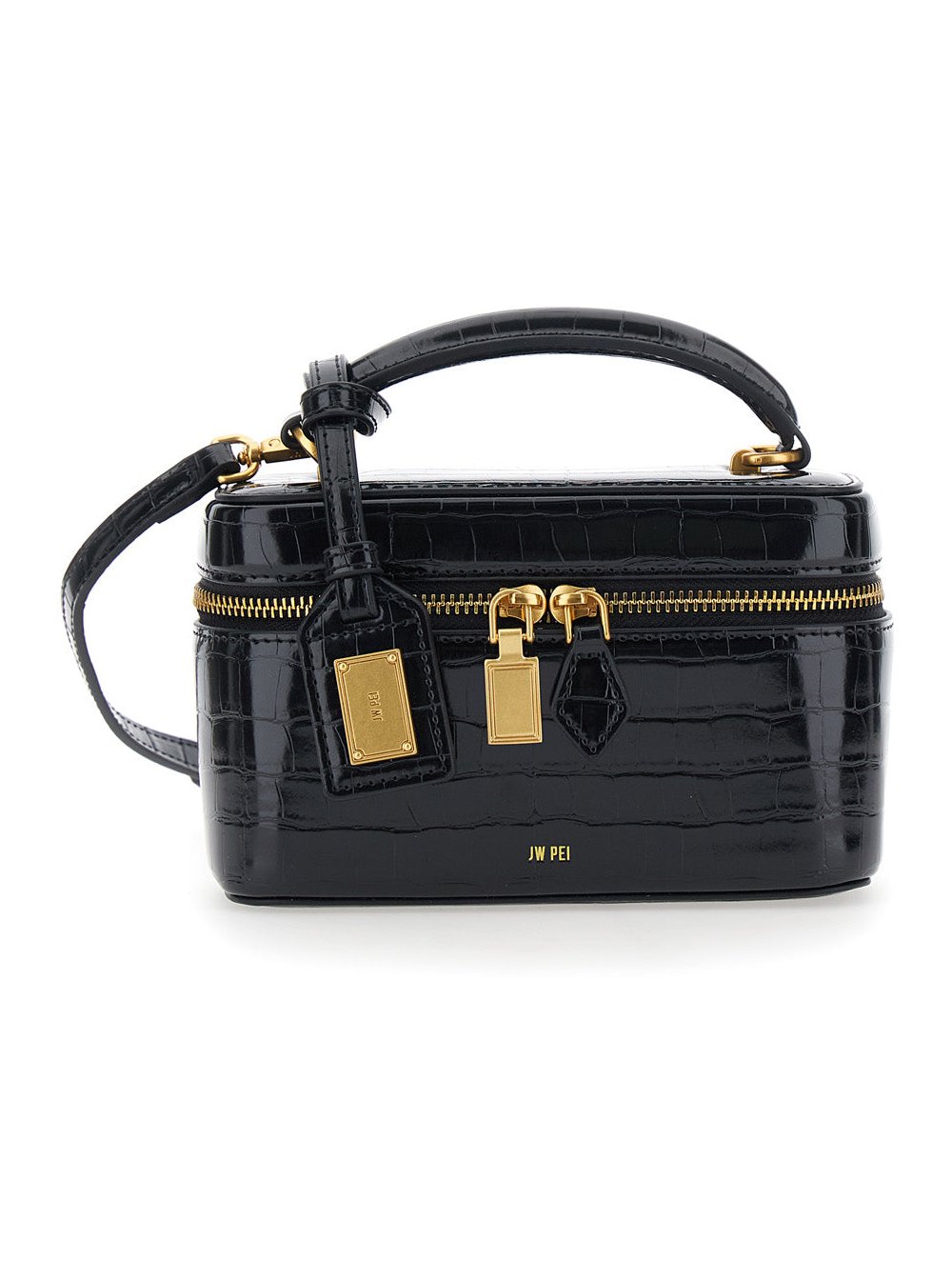 Jw Pei Crocodile-Embossed Top Handle Bag — Black by Jw Pei