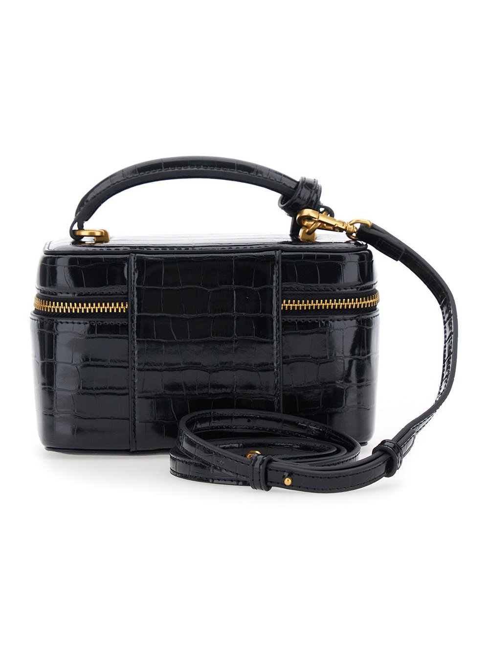 Jw Pei Crocodile-Embossed Top Handle Bag — Black, view 2