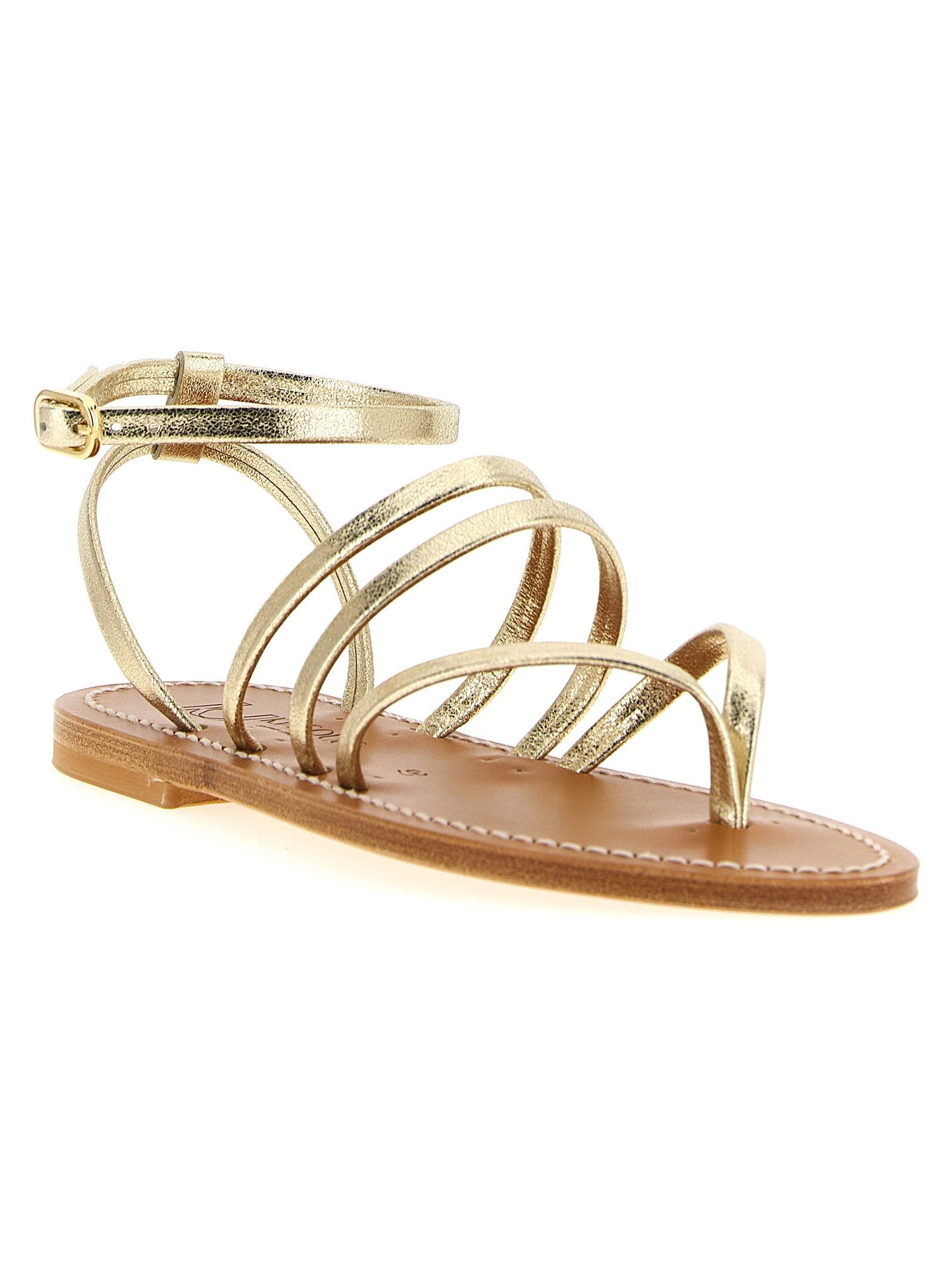 K.jacques Saint Tropez Laminated Leather Thong Sandals — Gold, view 2