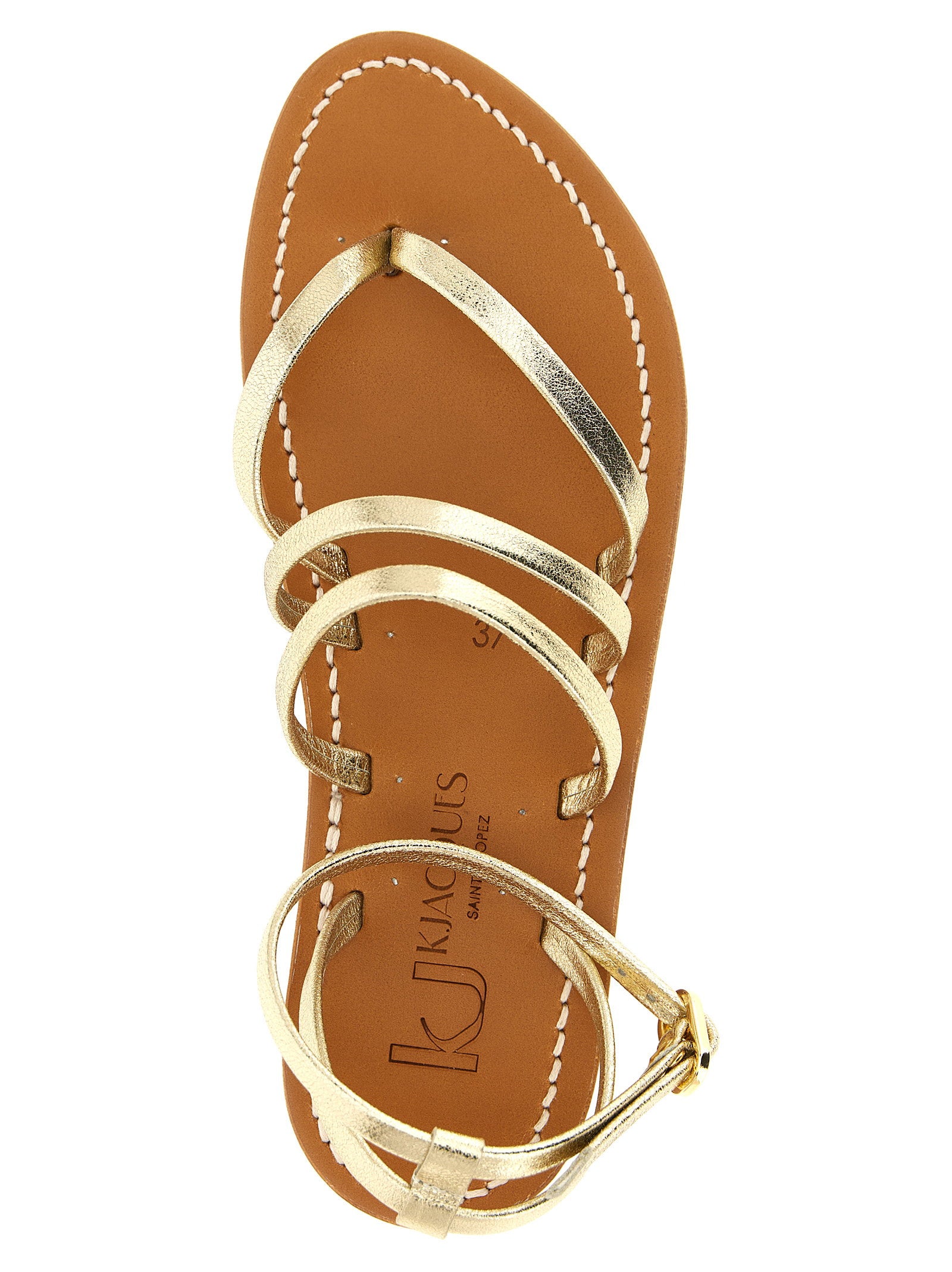 K.jacques Saint Tropez Laminated Leather Thong Sandals — Gold, view 4