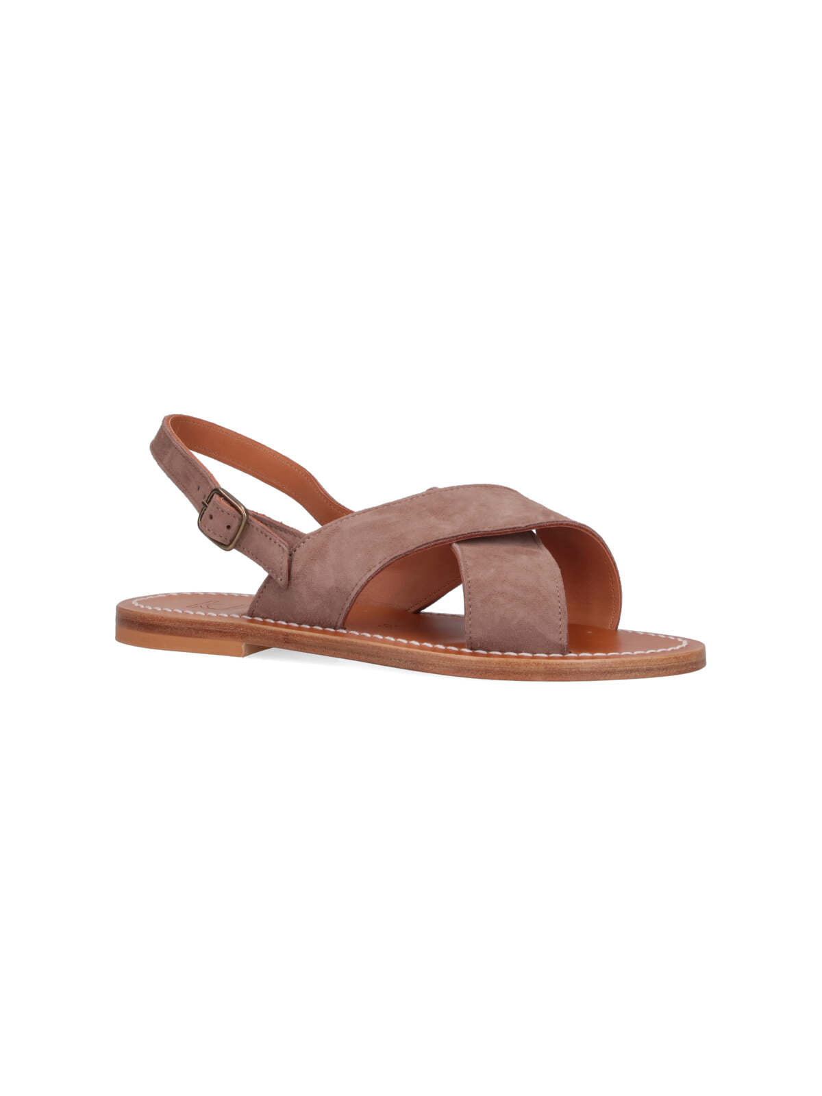 K Jacques St Tropez Suede Crossover Sandal — Brown, view 2