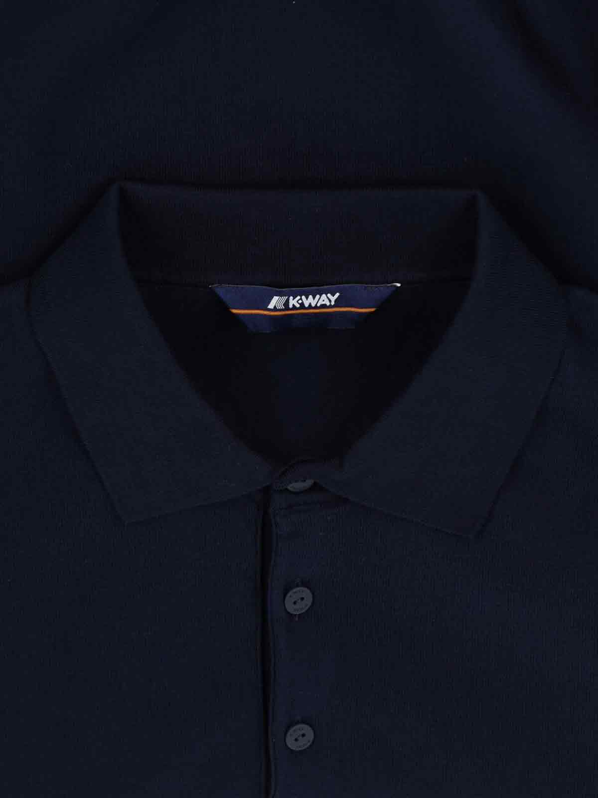 K-Way Fine-Knit Cotton Polo — Navy, view 3