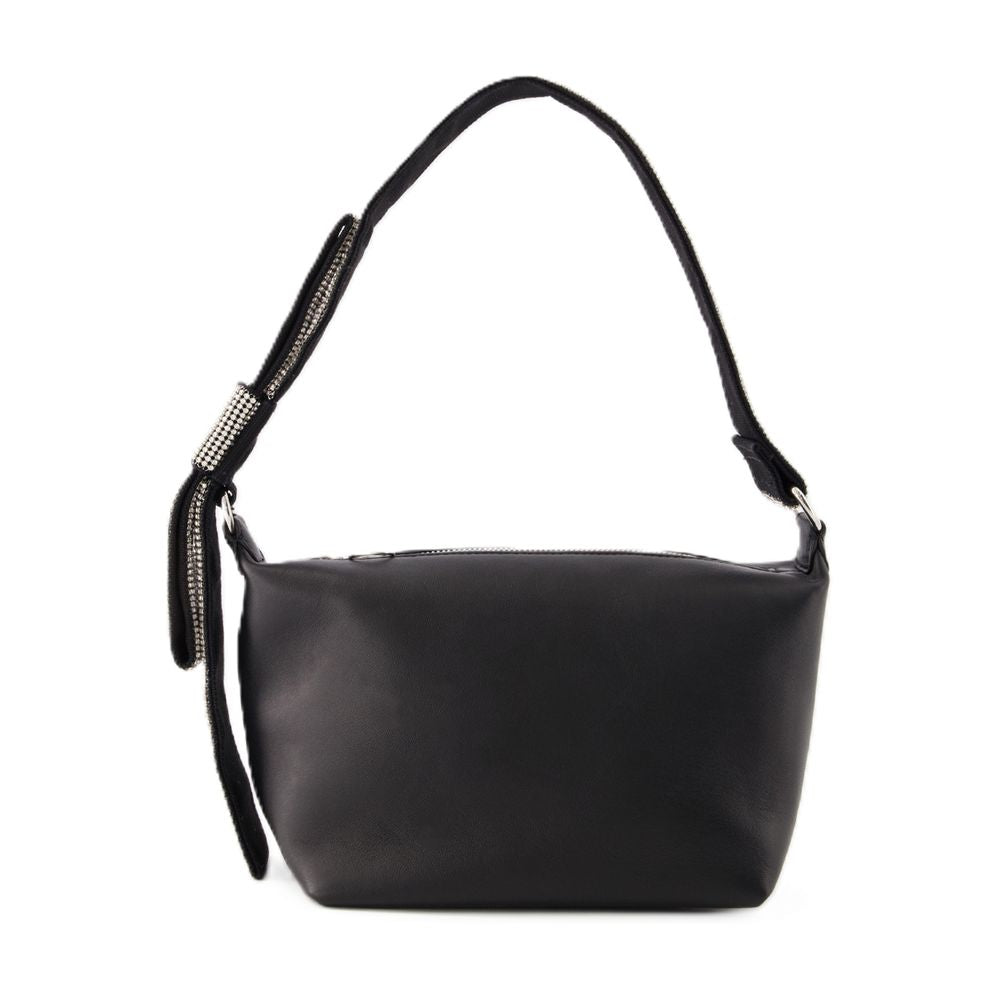 Kara Calfskin Bow Hobo Bag — Black, view 2