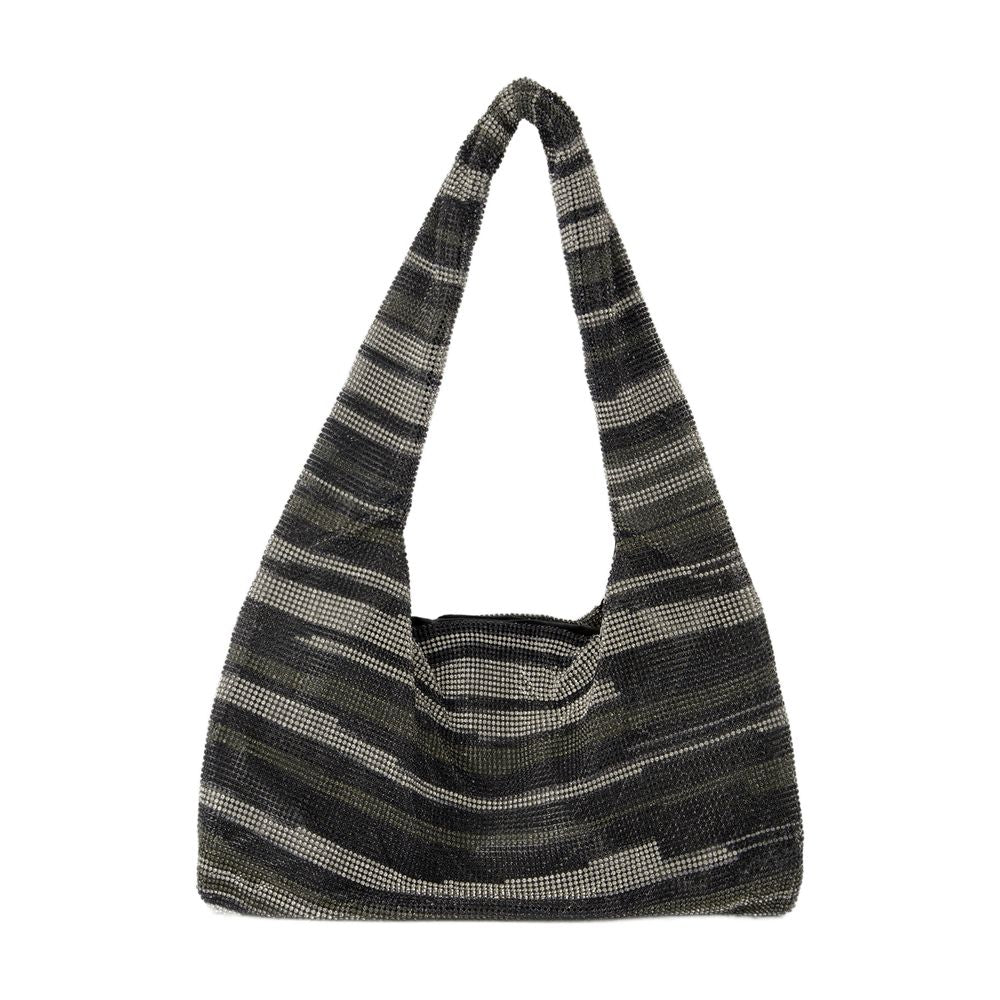 Kara Crystal Mesh Armpit Hobo Bag — Black by Kara