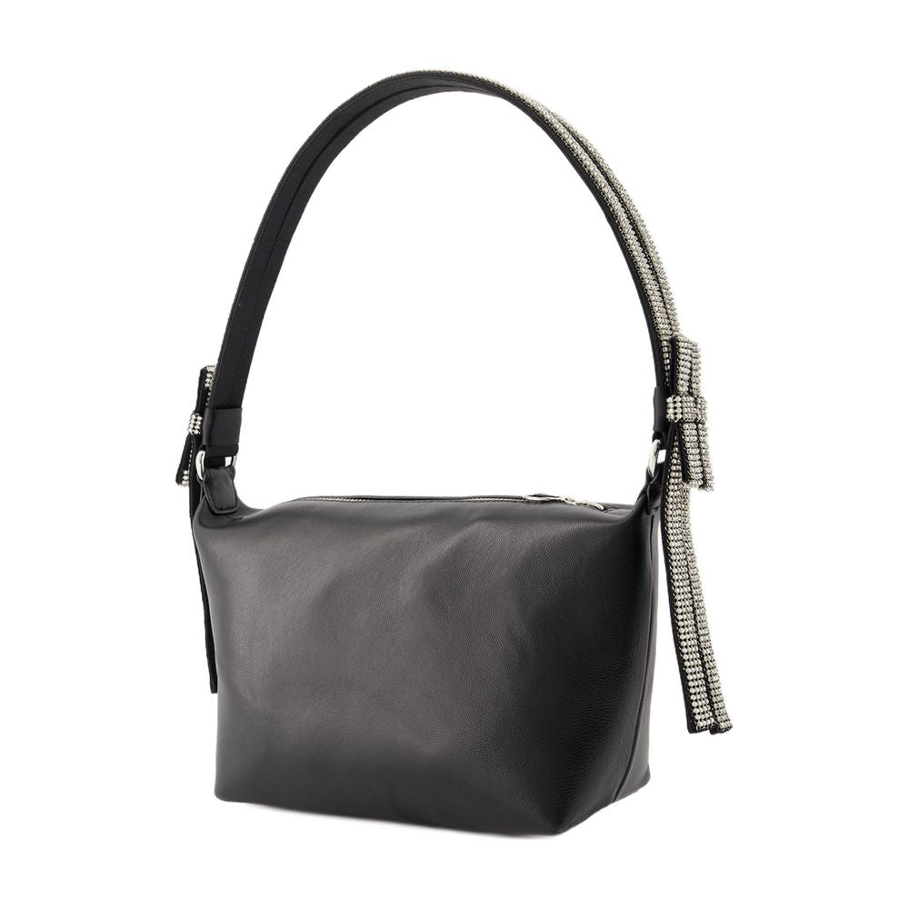 Kara Double Bow Shoulder Bag — Black, view 3