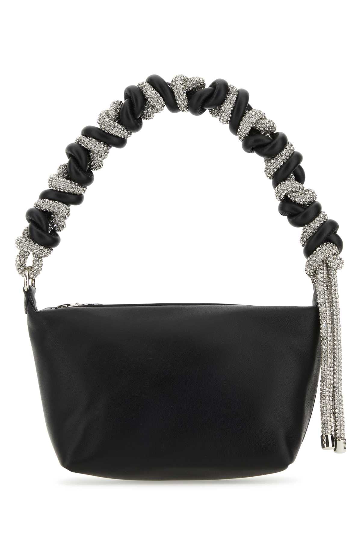 Kara Embellished Handle Nappa Leather Shoulder Bag — Black by Kara