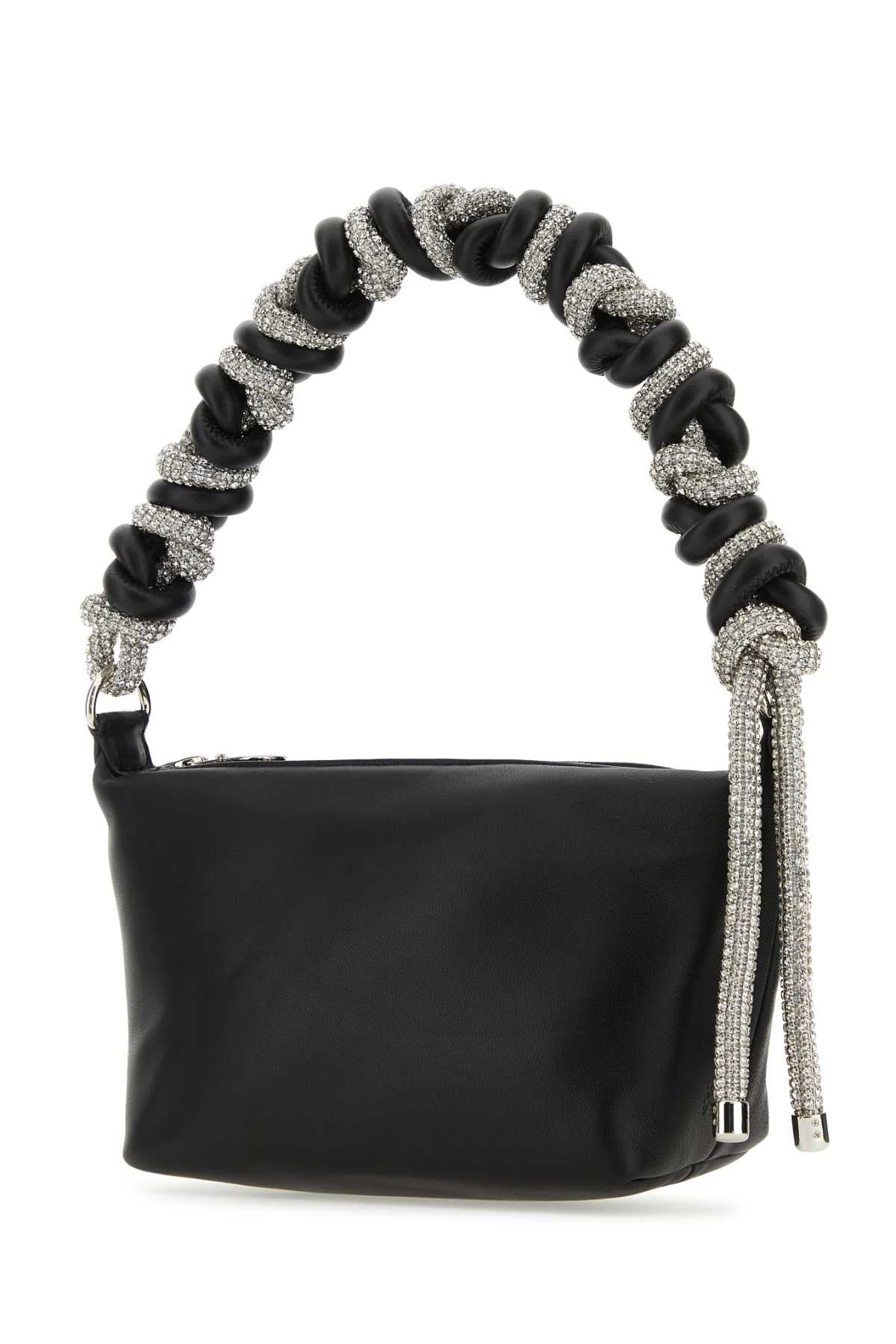 Kara Embellished Handle Nappa Leather Shoulder Bag — Black, view 2