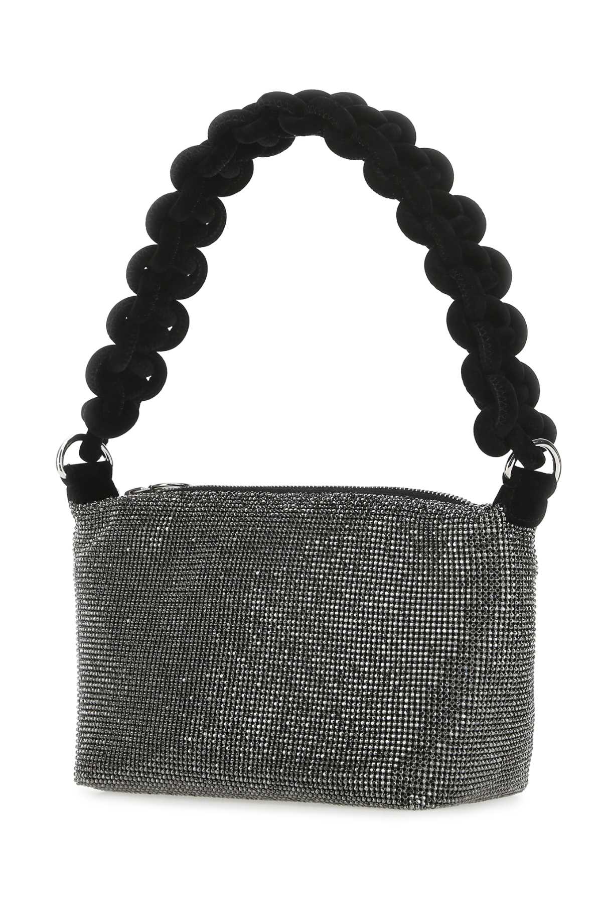 Kara Rhinestone-Embellished Shoulder Bag — Black, view 2