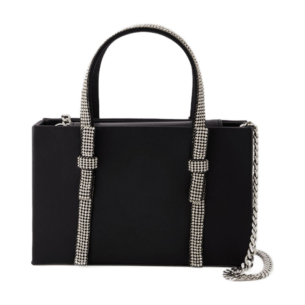Kara Bow Midi Top Handle Bag — Black, view 2
