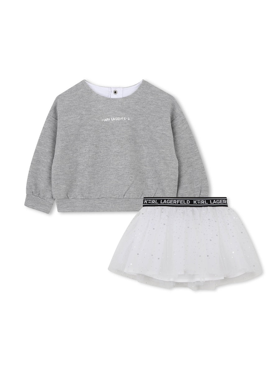 Karl Lagerfeld Cotton-Blend Two-Piece Skirt Suit — Gray by Karl Lagerfeld