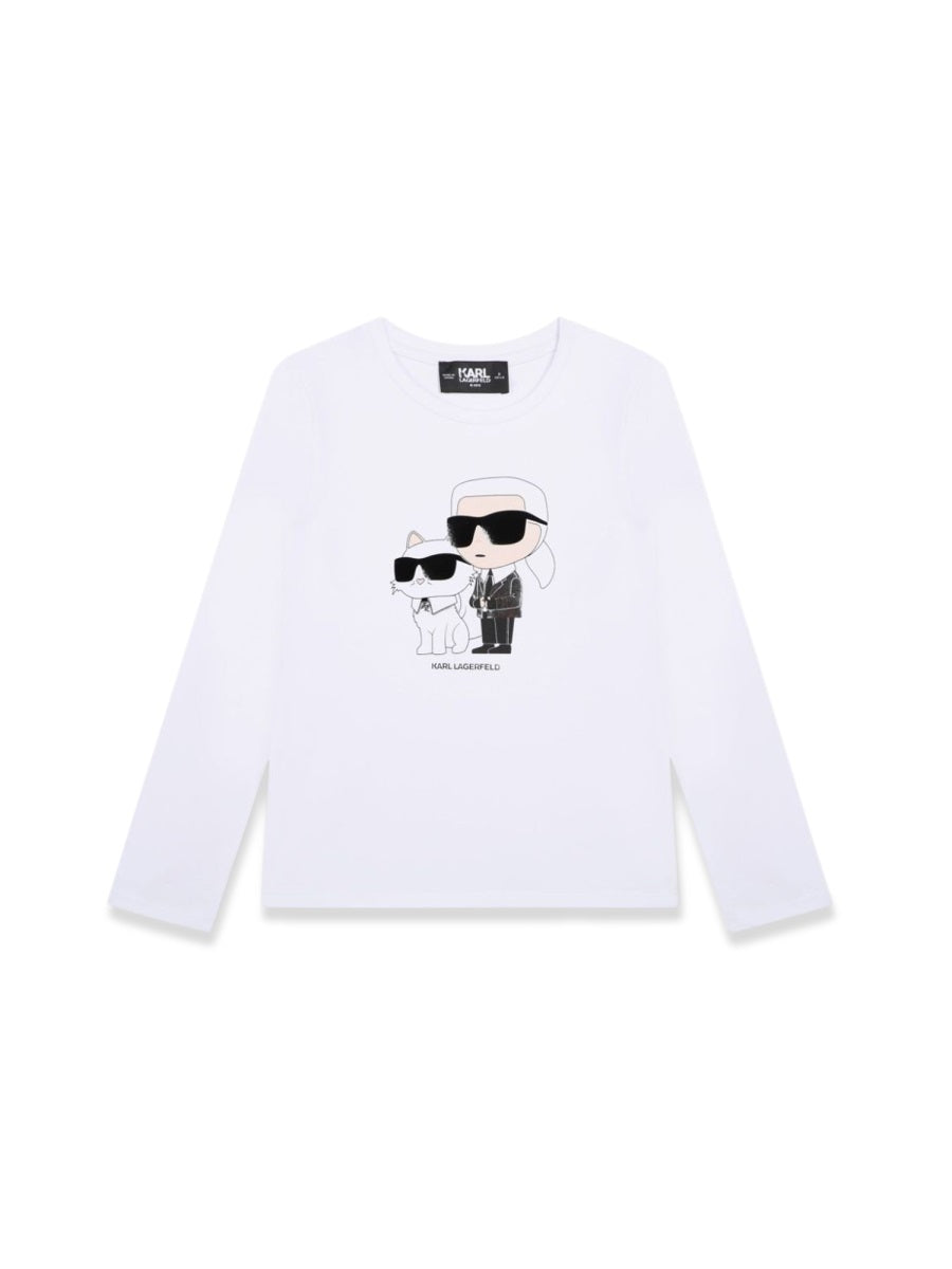Karl Lagerfeld Cotton-Blend Crew Neck T-Shirt — White by Karl Lagerfeld
