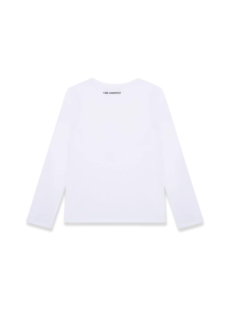 Karl Lagerfeld Cotton-Blend Crew Neck T-Shirt — White, view 2