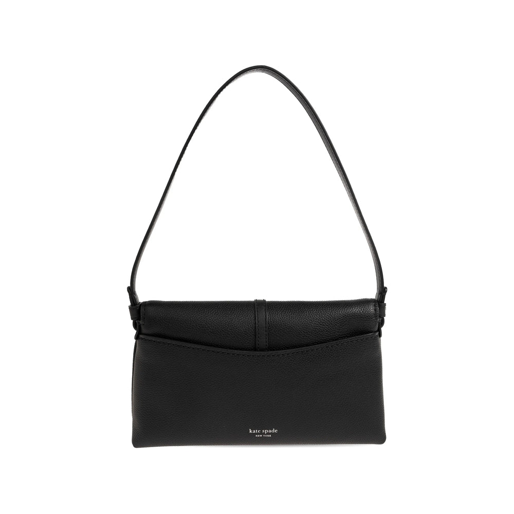 Kate Spade Foldover Calf Leather Shoulder Bag — Black, view 3