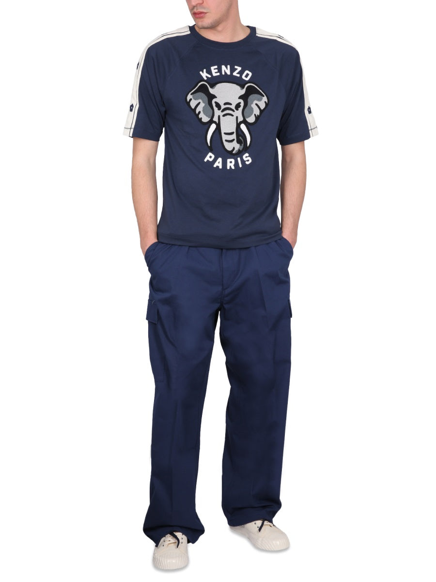 Kenzo Cotton Cargo Pants — Blue, view 4