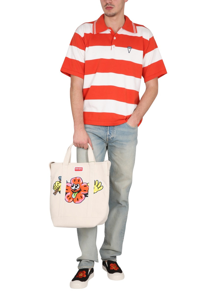 Kenzo Nautical Striped Cotton Polo Shirt — Red by Kenzo
