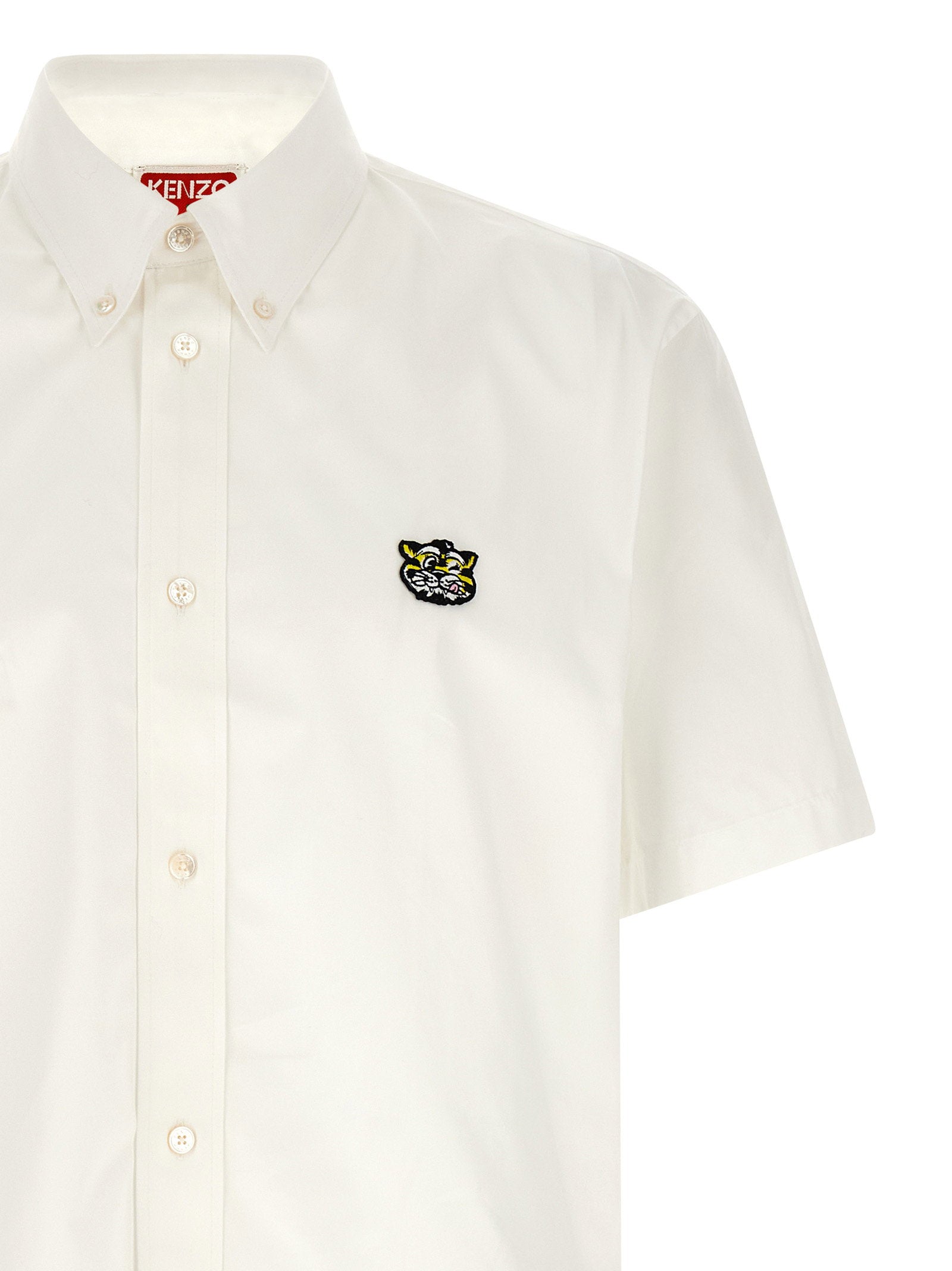 Kenzo Wild Tiger Crest Logo Shirt — Cream, view 3