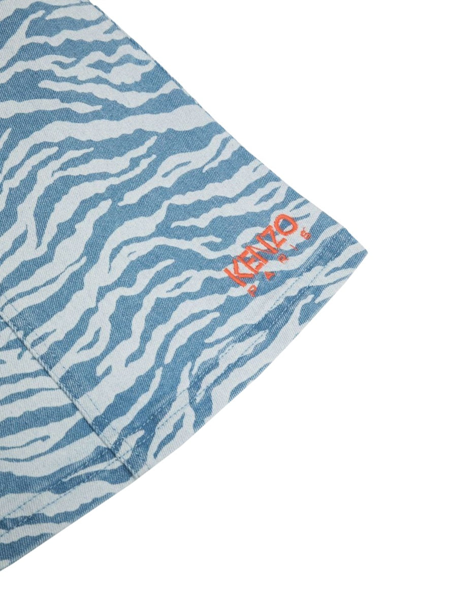 Kenzo Cotton-Blend Skirt — Blue, view 3