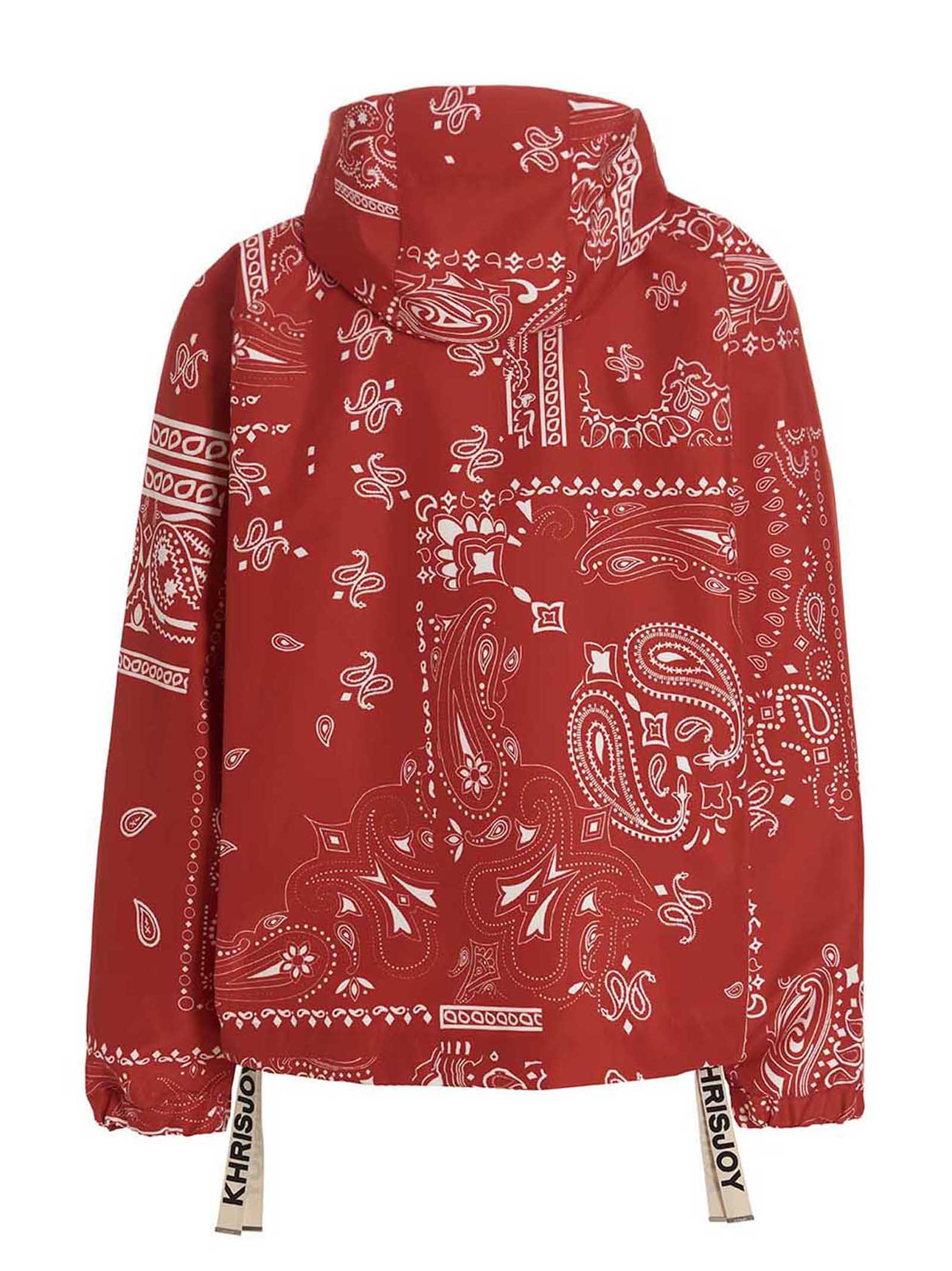 Khrisjoy Bandana-Print Windbreaker Jacket — Red, view 2