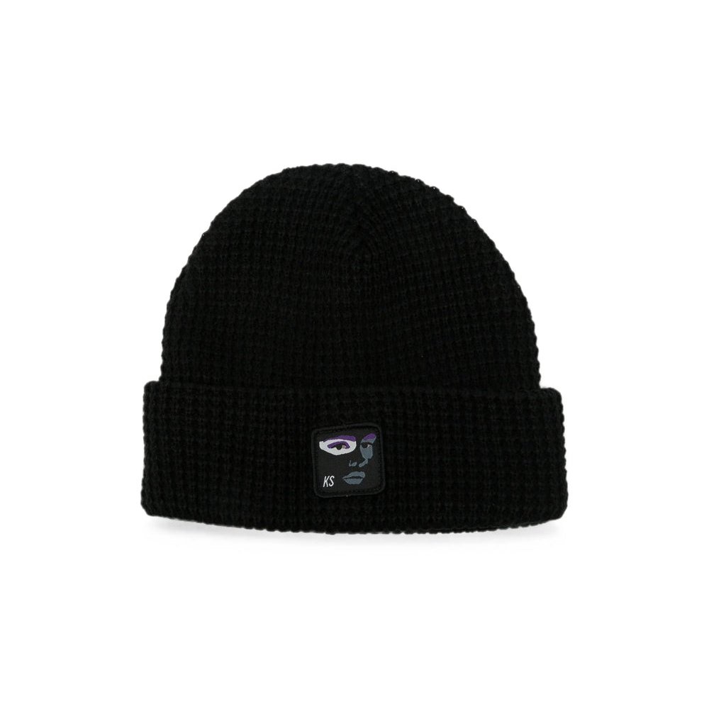 Kidsuper HT-10 Embroidered-Face Ribbed Knit Beanie — Black by Kidsuper