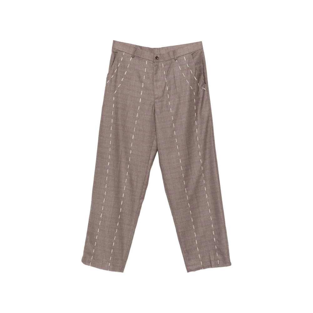 Kidsuper Plaid Tailored Trousers — Brown by Kidsuper