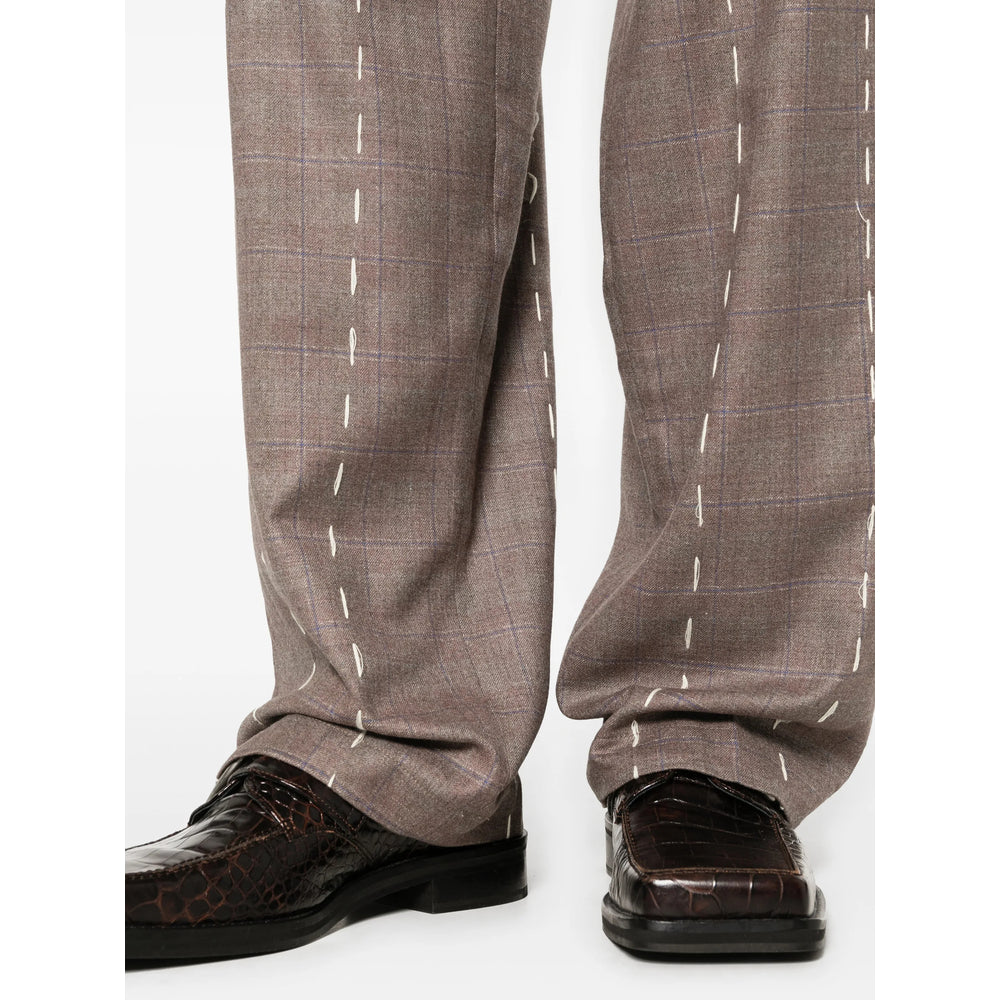 Kidsuper Plaid Tailored Trousers — Brown, view 5