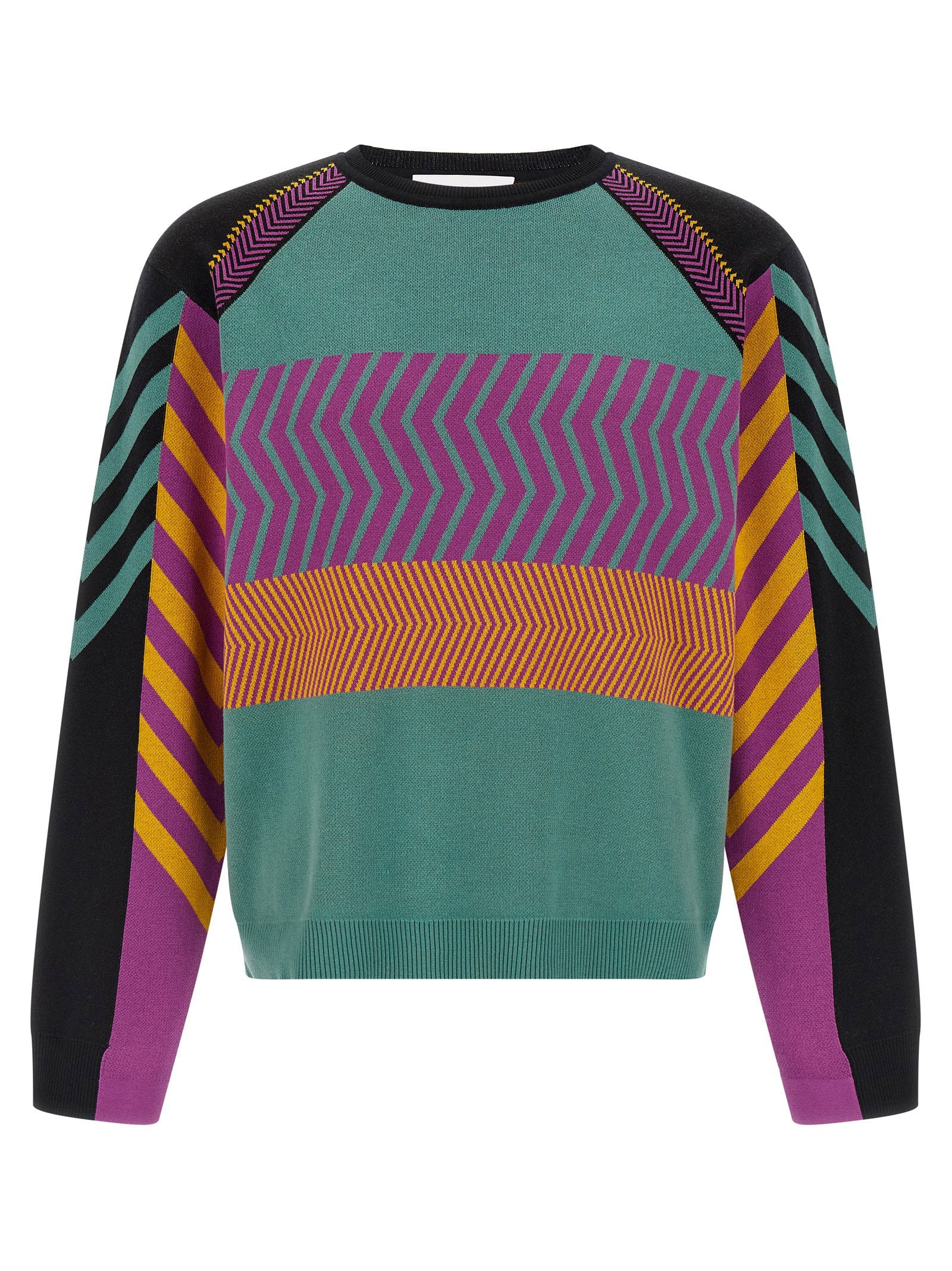 Kiko Kostadinov Panelled Jacquard Sweater — Teal by Kiko Kostadinov